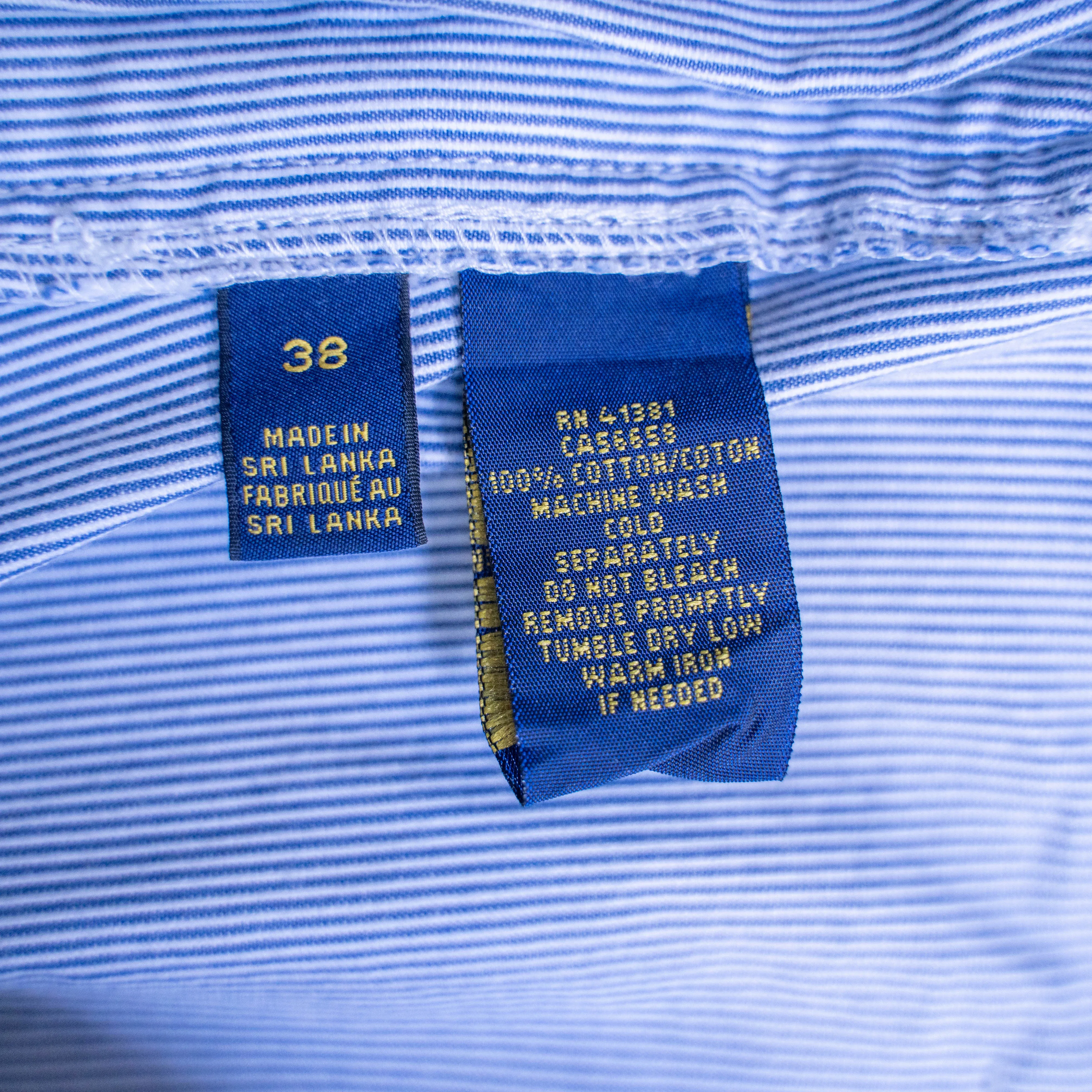 1990s Ralph Lauren blue × white striped shorts 'with waist cord remake'