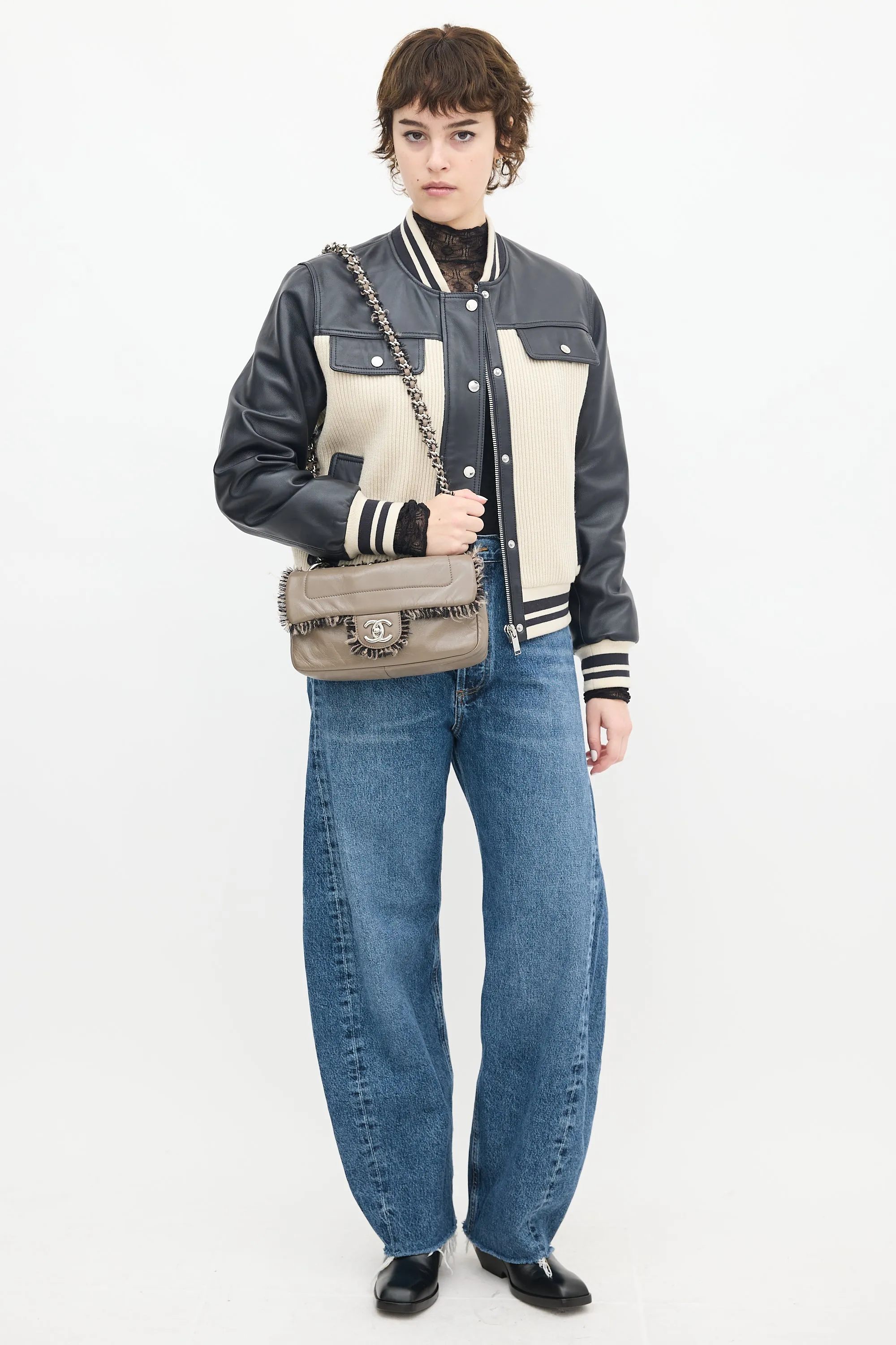 2010 Taupe Patent Leather Chain Flap Bag