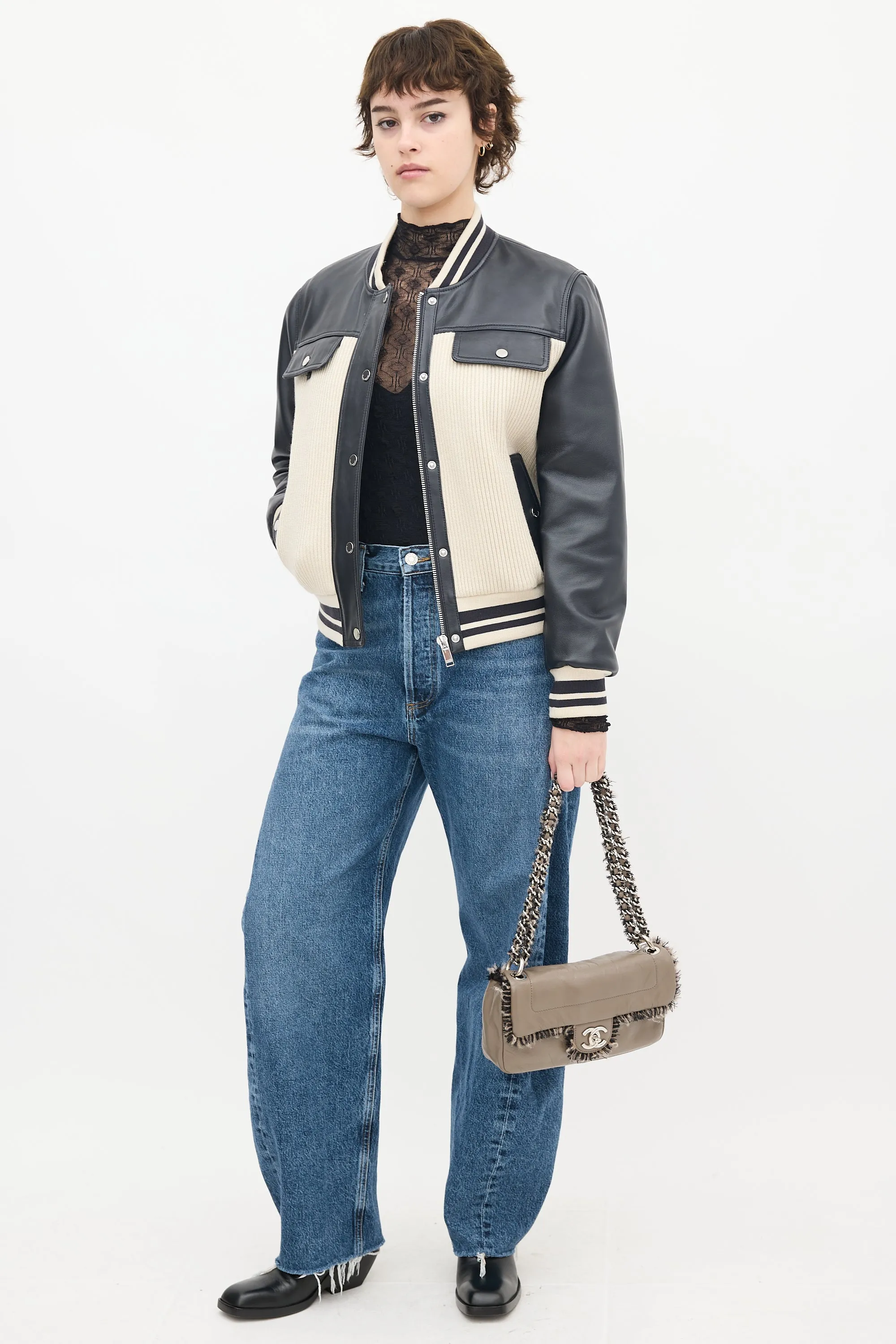 2010 Taupe Patent Leather Chain Flap Bag