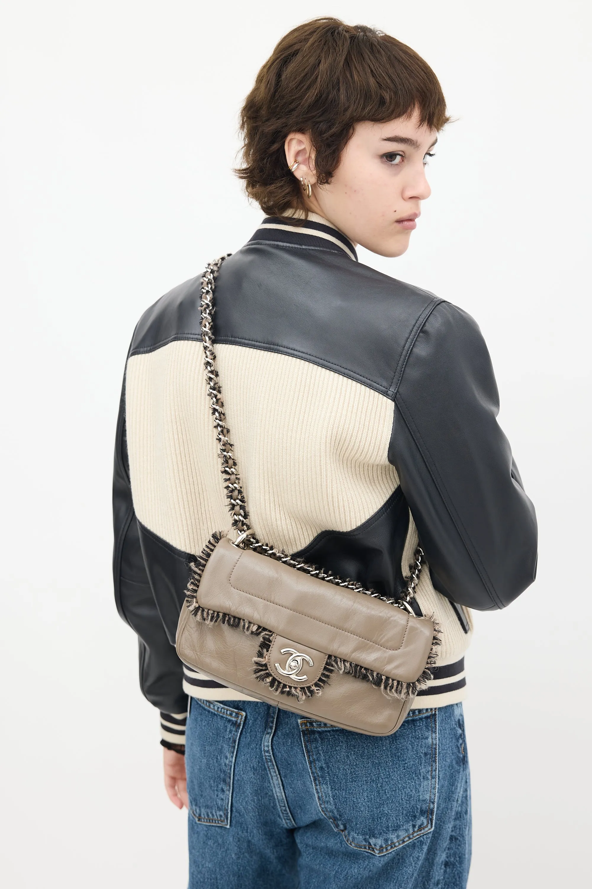 2010 Taupe Patent Leather Chain Flap Bag