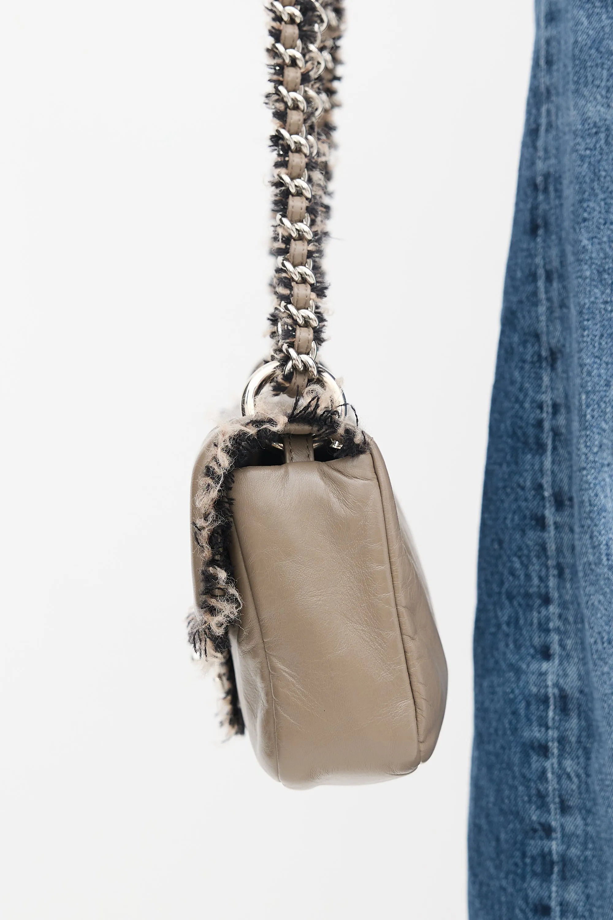 2010 Taupe Patent Leather Chain Flap Bag