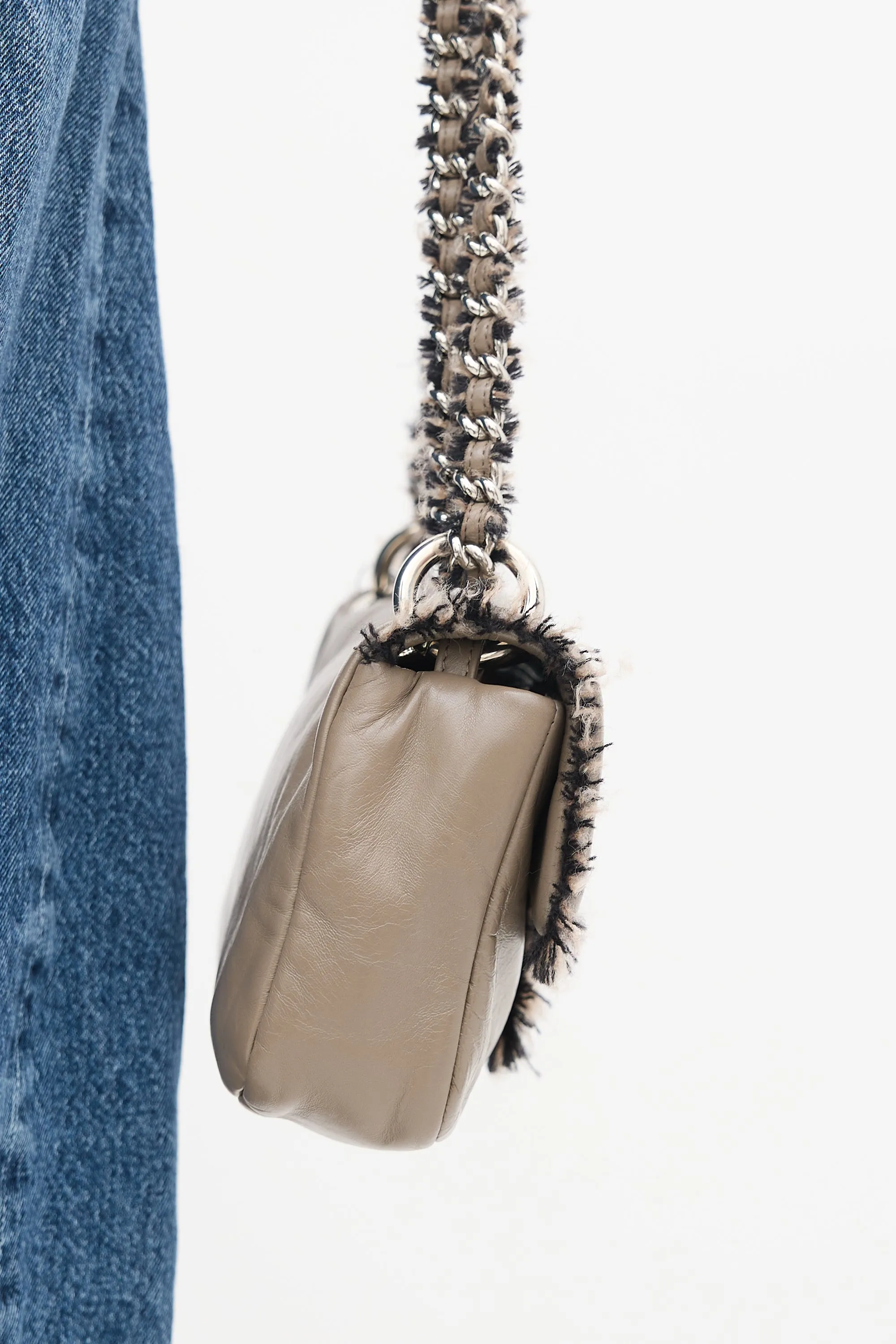 2010 Taupe Patent Leather Chain Flap Bag