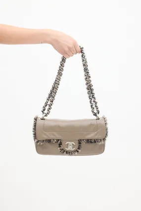 2010 Taupe Patent Leather Chain Flap Bag