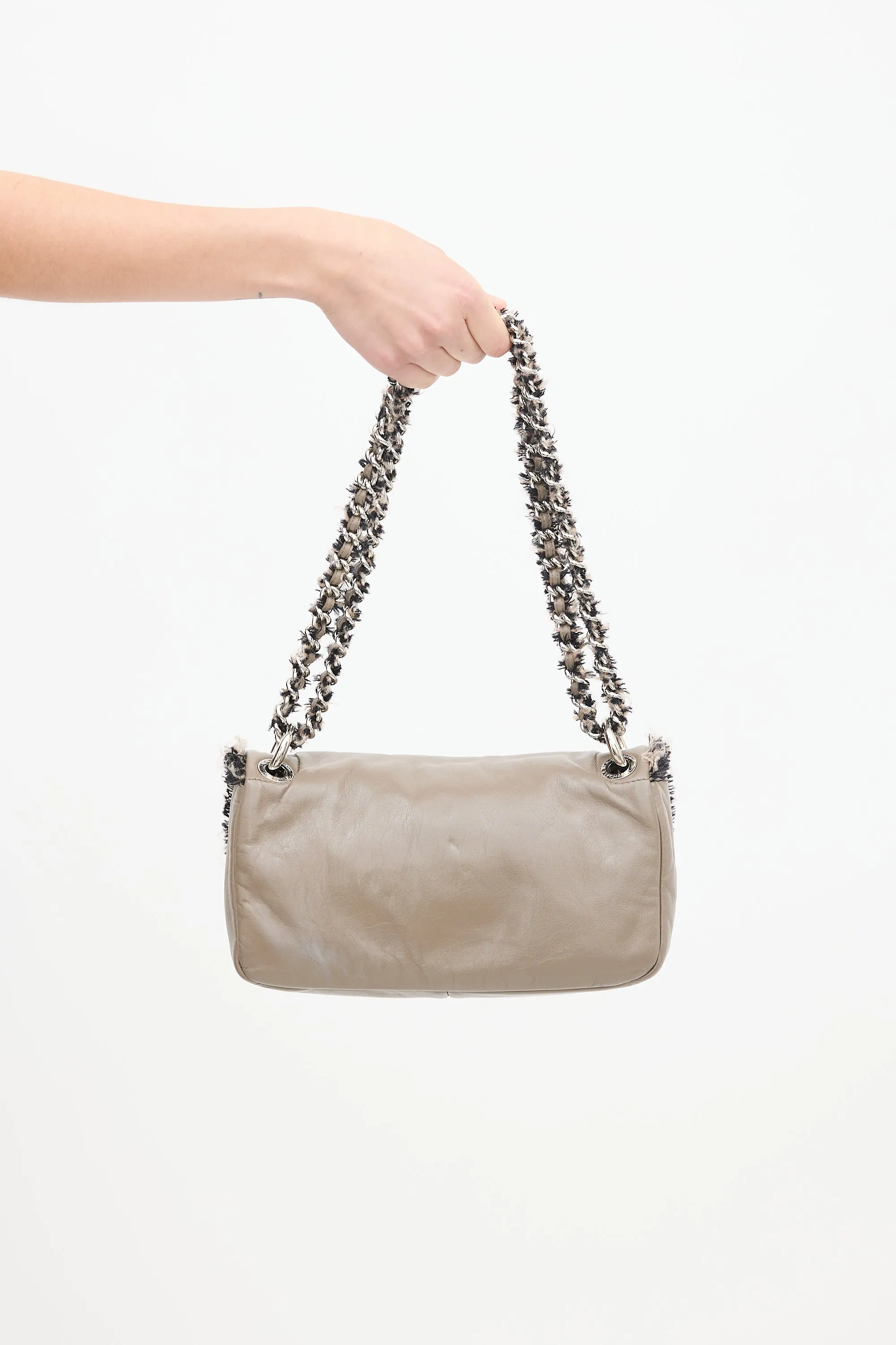 2010 Taupe Patent Leather Chain Flap Bag