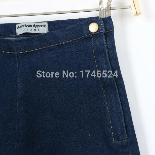 2015 Summer New Fashion AA Style Womens Sexy Skinny Thin High Waist Shorts Denim Shorts Jeans Side Zipper Short Women Clothing