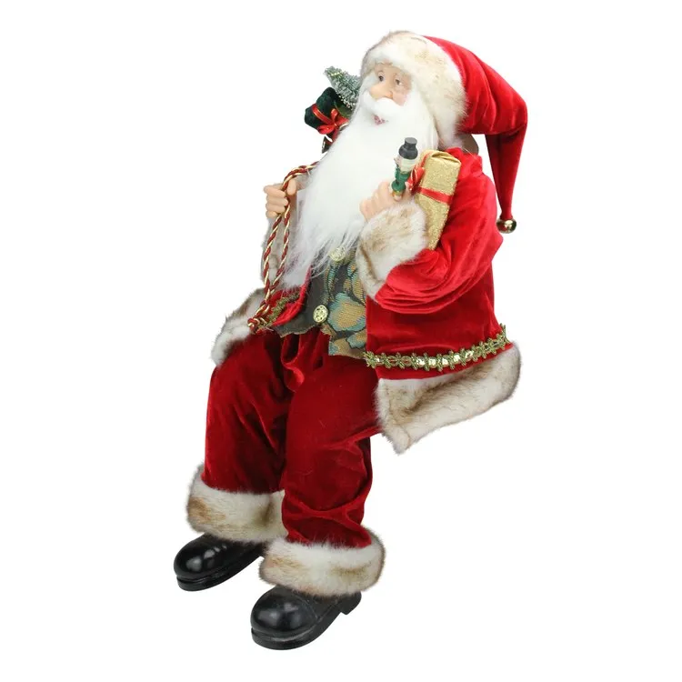 24" Chic Sitting Santa Claus Christmas Figurine with Gift Bag and Presents