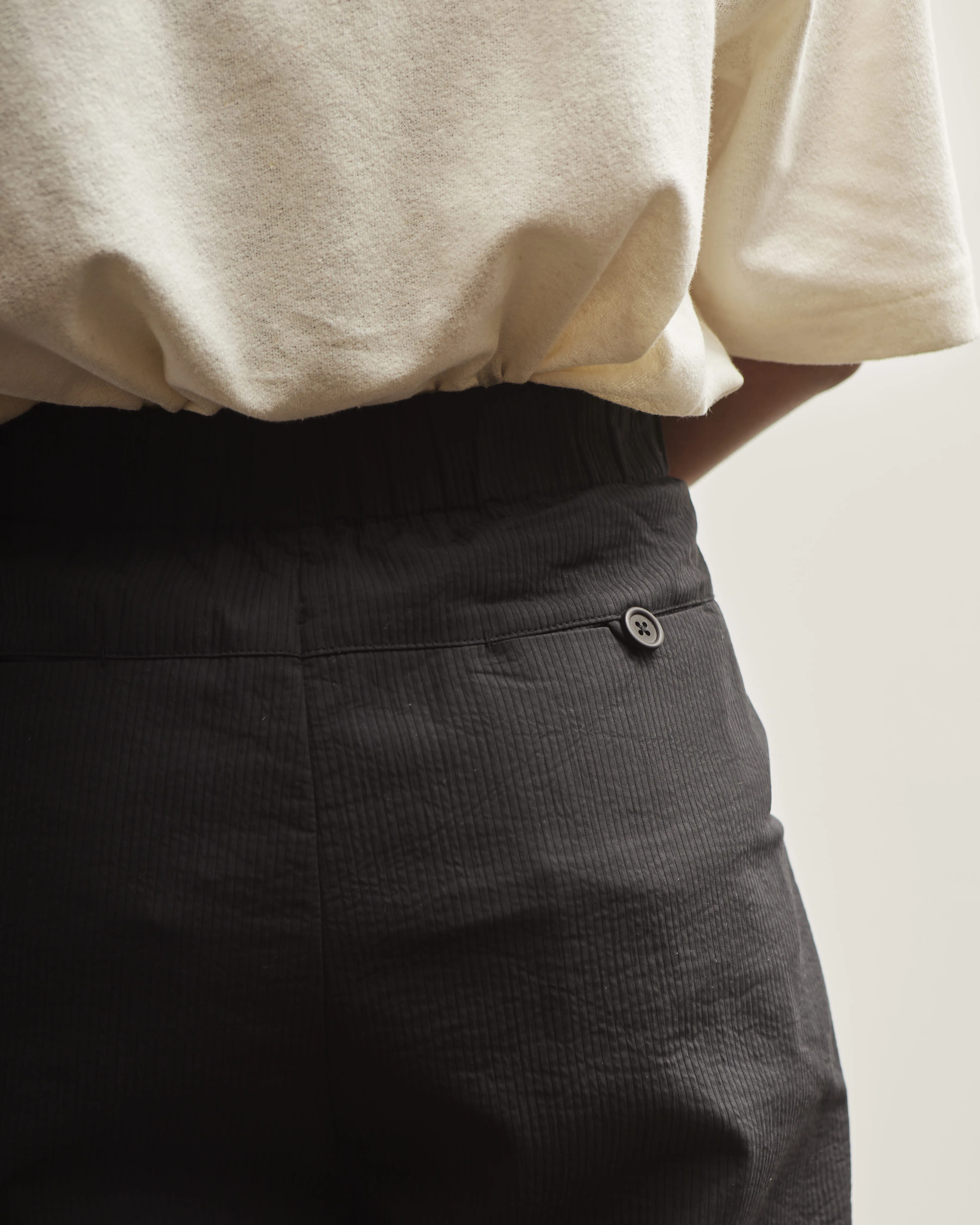 7115 Pleated Trouser, Black Stripe Edition