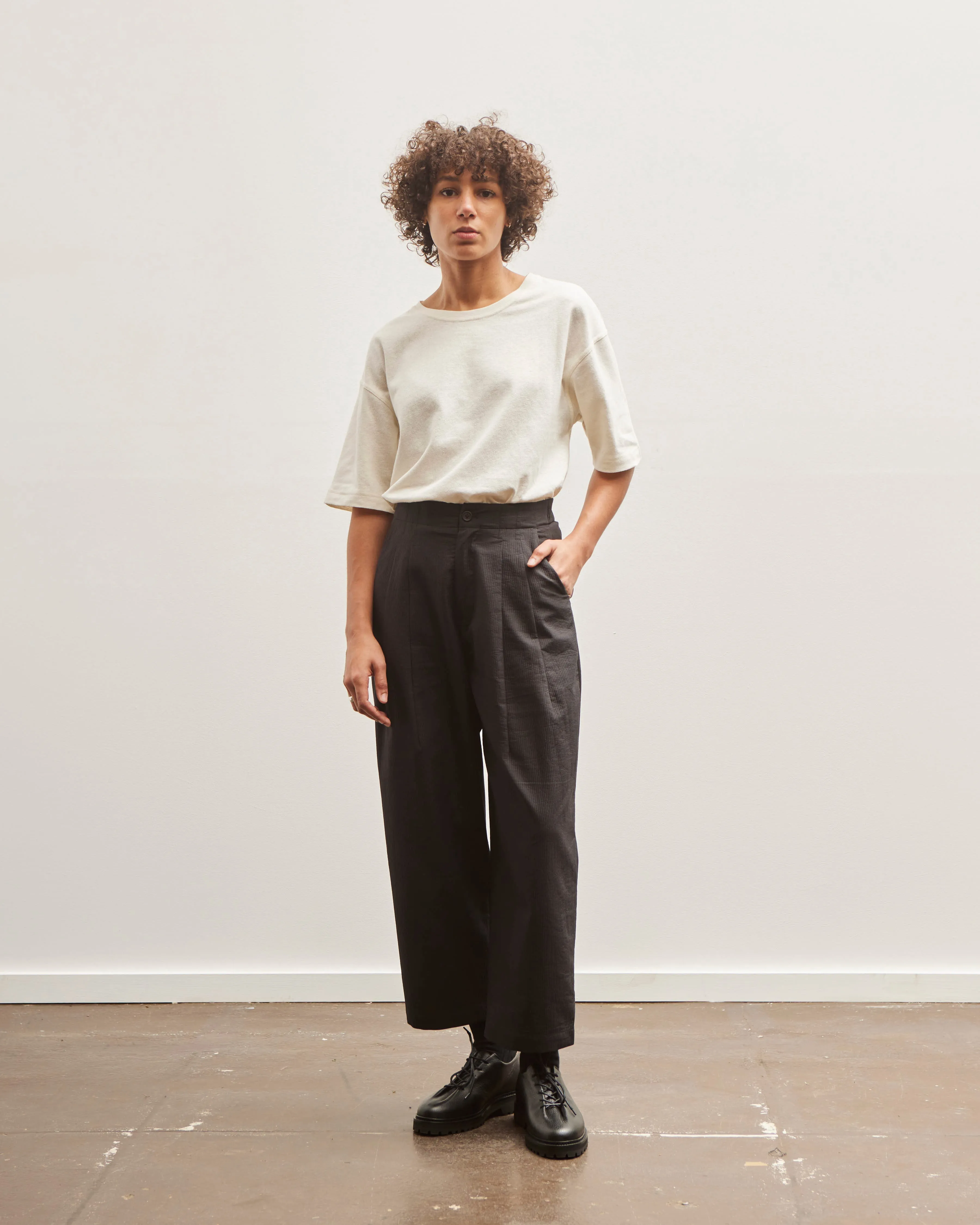 7115 Pleated Trouser, Black Stripe Edition