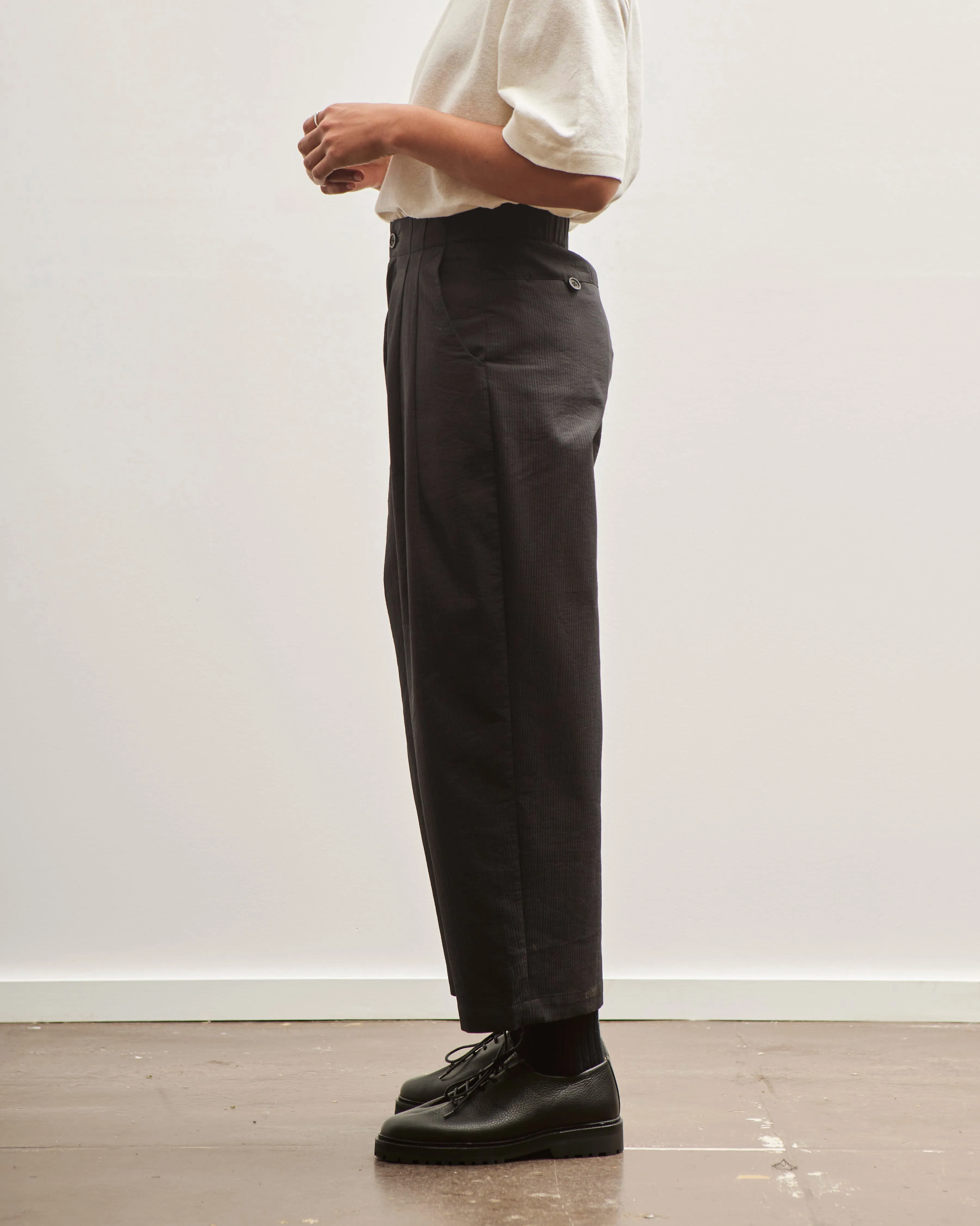 7115 Pleated Trouser, Black Stripe Edition
