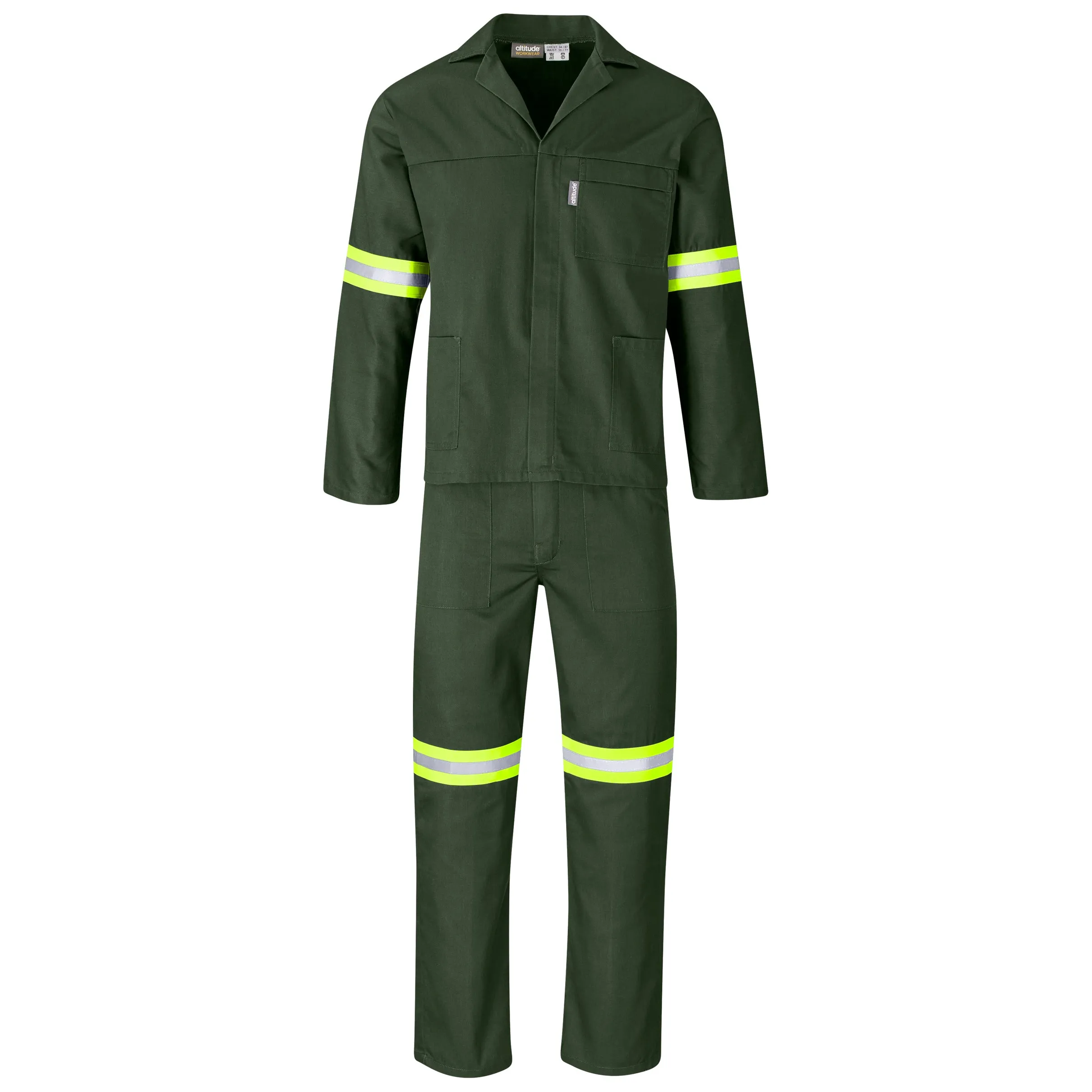 Acid Resistant Polycotton Conti Suit - Reflective Arm, Legs & Back - Yellow Tape (ALT-11063)