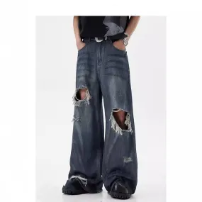 Advbridge 90s streetwear American Ripped Jeans Men's Niche High-Grade Pants Couple