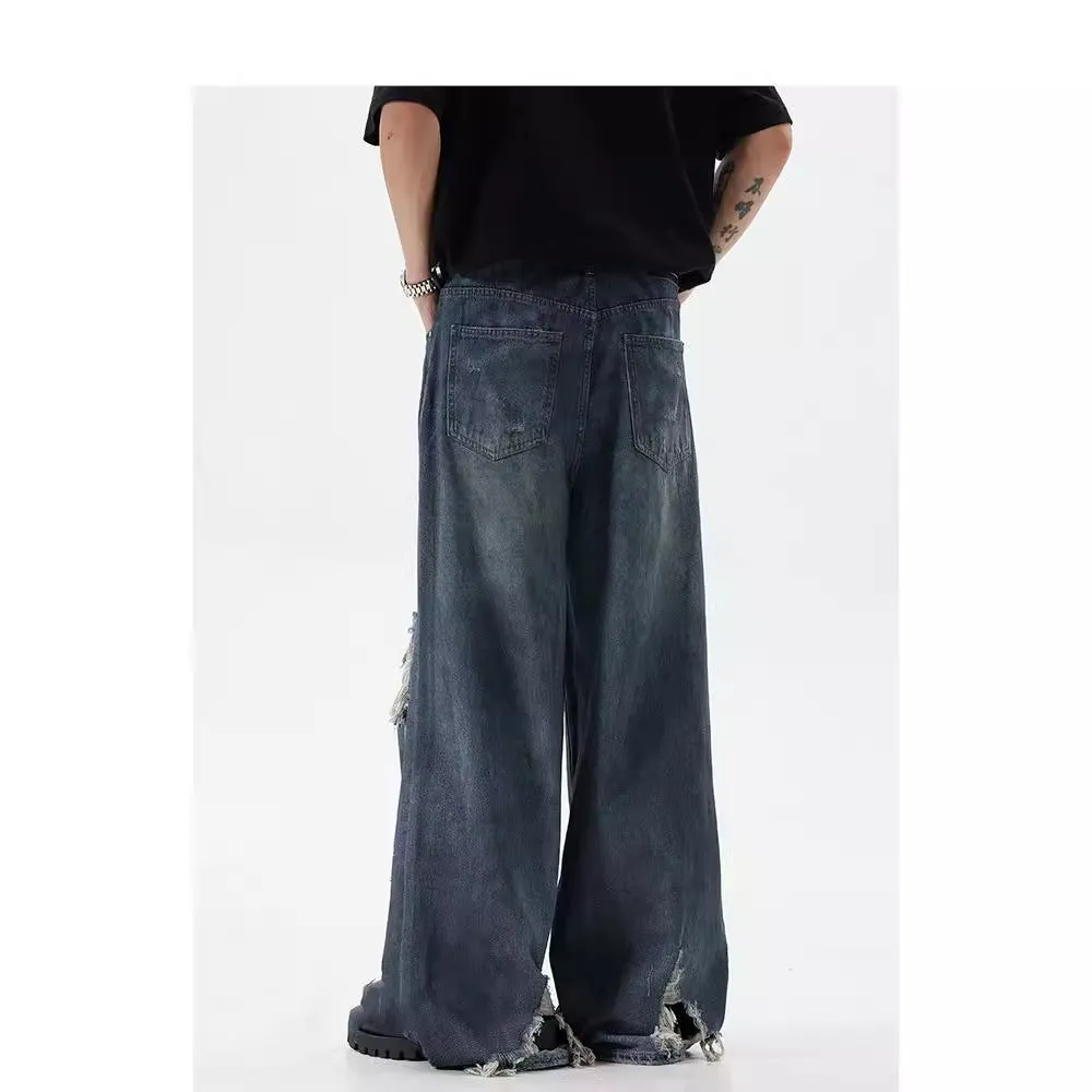 Advbridge 90s streetwear American Ripped Jeans Men's Niche High-Grade Pants Couple