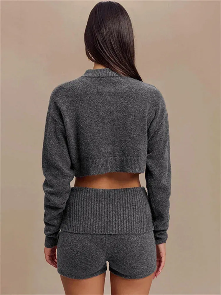 Advbridge Knit Cardigan Sweater Female Long Sleeve Cropped Solid Top Streetwear Casual Patchwork Commute Top Women Knitwear Cardigan