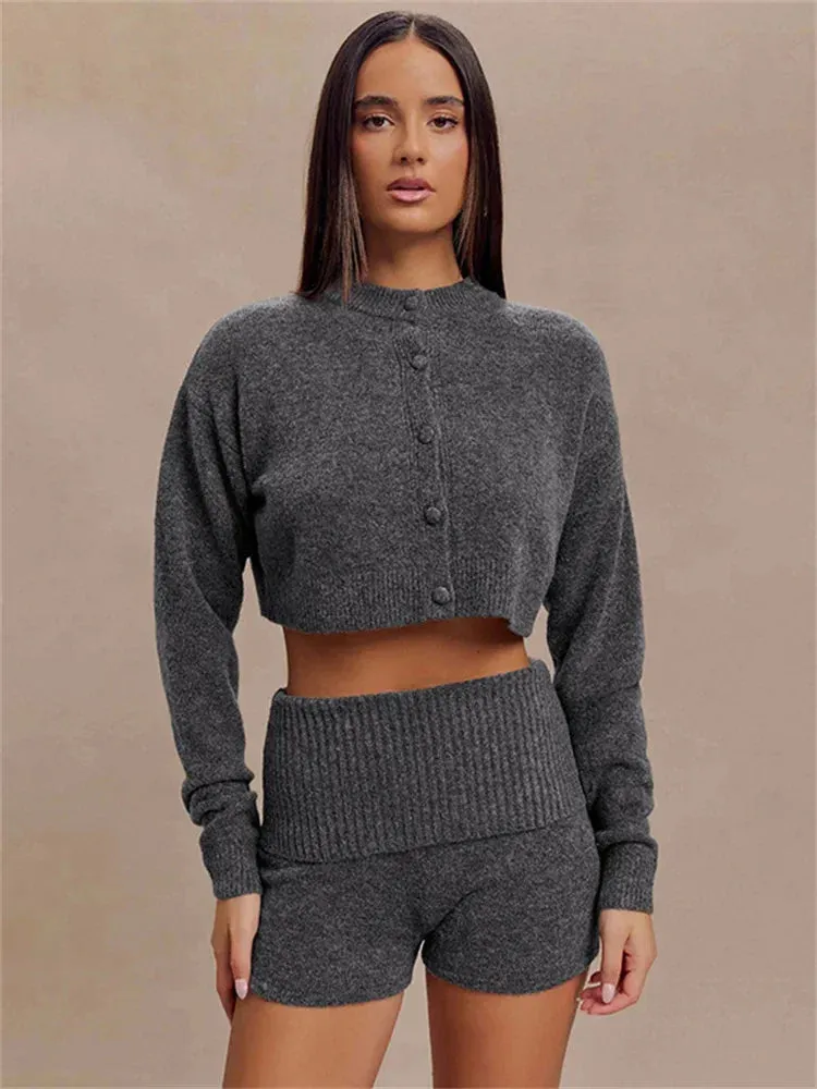 Advbridge Knit Cardigan Sweater Female Long Sleeve Cropped Solid Top Streetwear Casual Patchwork Commute Top Women Knitwear Cardigan