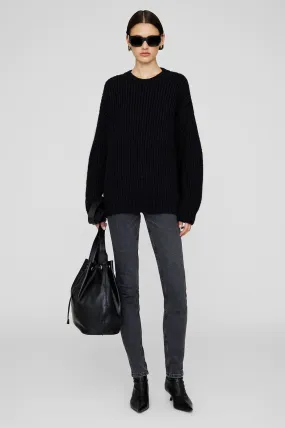 Anine Bing SYDNEY CREW SWEATER - BLACK