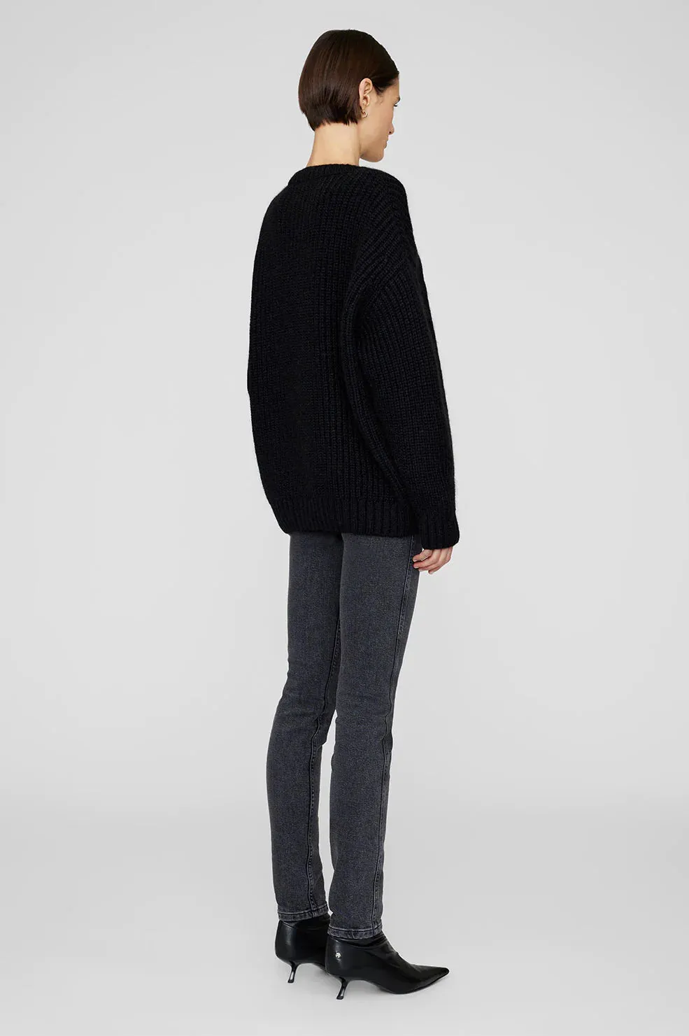 Anine Bing SYDNEY CREW SWEATER - BLACK
