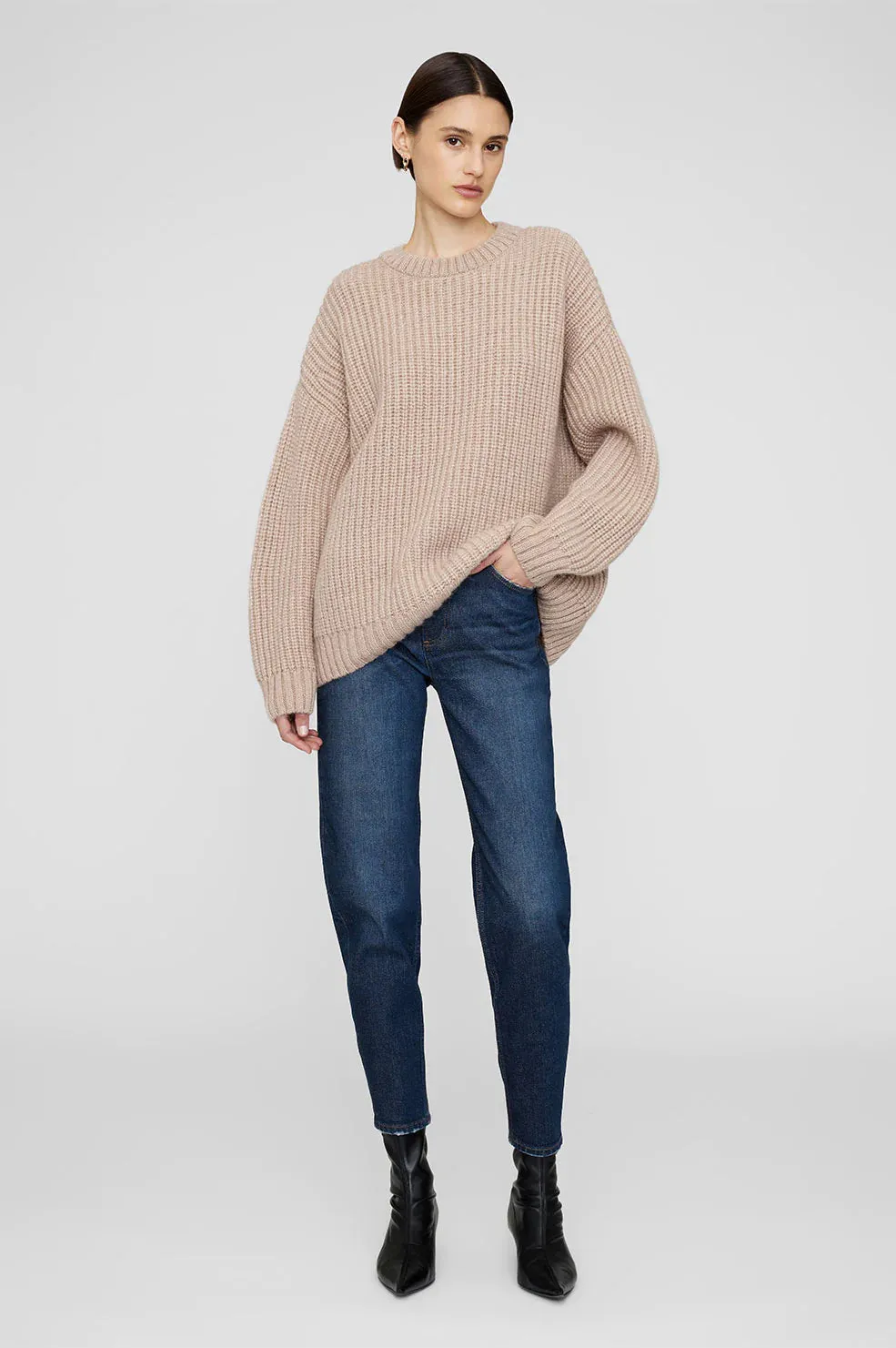 Anine Bing SYDNEY CREW SWEATER - CAMEL