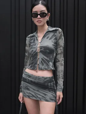 BACK TO COLLEGE    Casual Fashion Girls Two Pieces Set Y2K Streetwear  Fall Single Breasted Print Cardigan Tops Package Hip Mini Skirts Suit