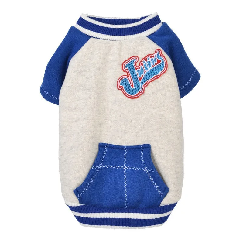 Baseball Sporty Outfit With Pocket Winter Small Dog Jacket