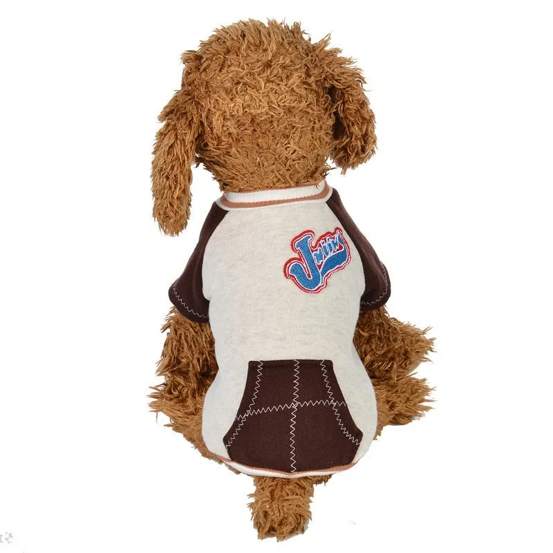 Baseball Sporty Outfit With Pocket Winter Small Dog Jacket