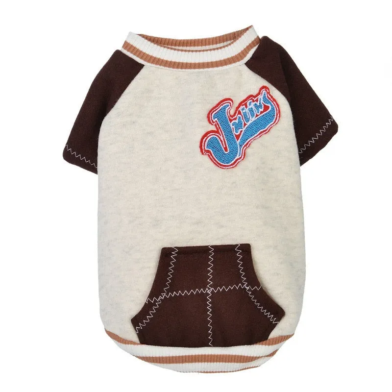 Baseball Sporty Outfit With Pocket Winter Small Dog Jacket