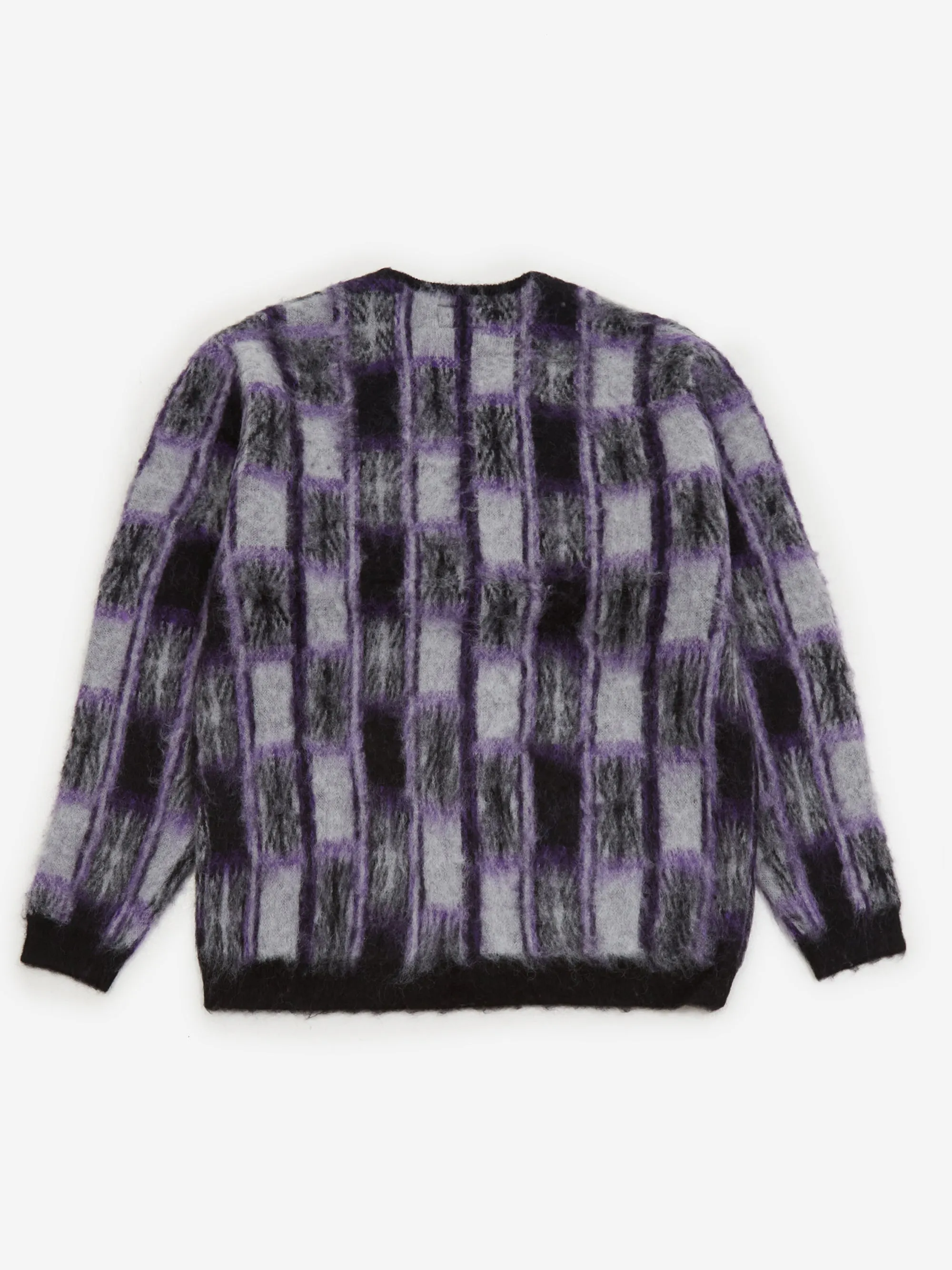 Beams Plus Cardigan Double Jacquard Check Pattern - Black