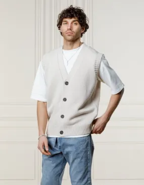 Beige Sleeveless Cardigan