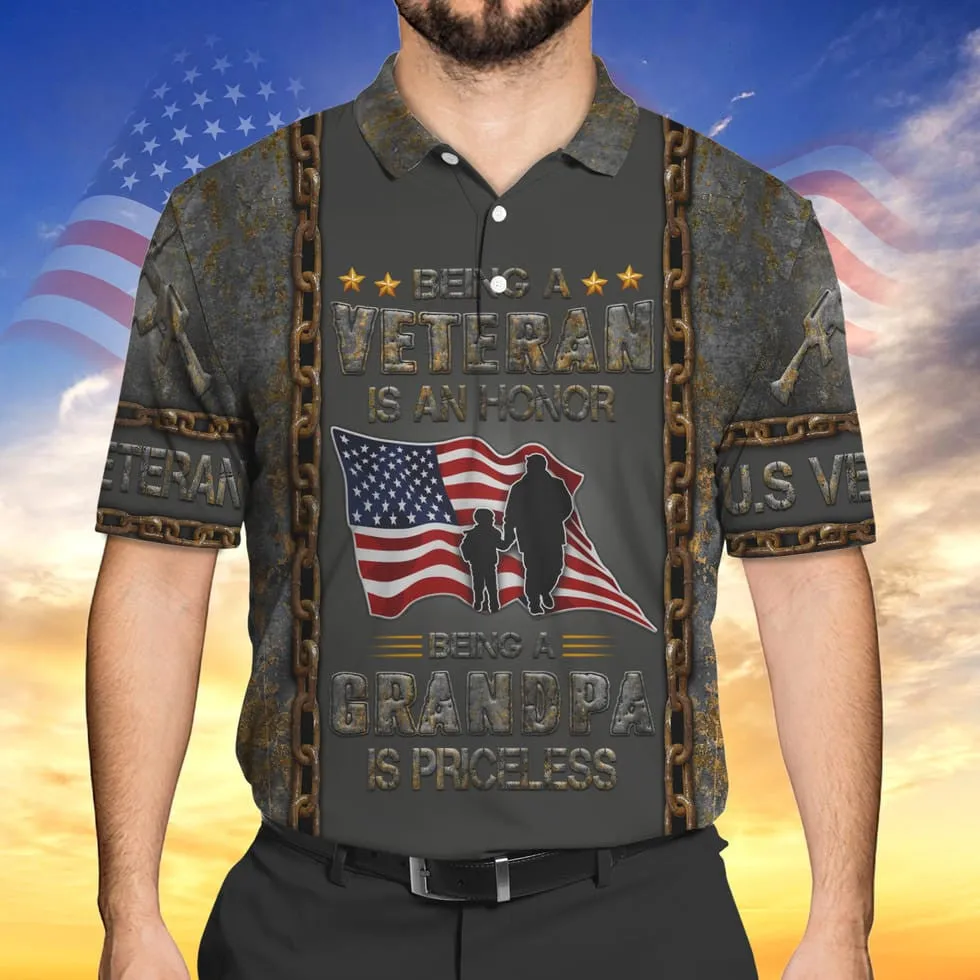 Being A Veteran Is A Honor 3D Hoodie,  Being A Grandpa Is Priceless, Us Veteran Dad Shirt, Gift For Veteran Dad