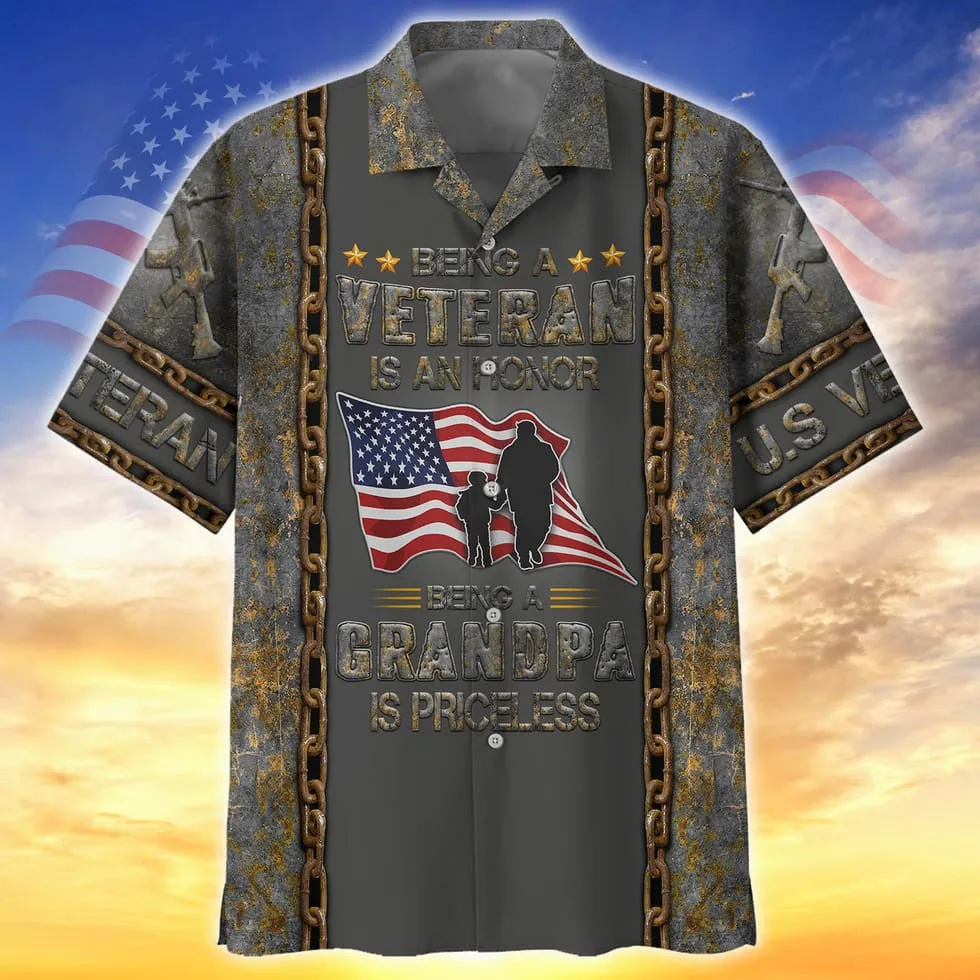 Being A Veteran Is A Honor 3D Hoodie,  Being A Grandpa Is Priceless, Us Veteran Dad Shirt, Gift For Veteran Dad