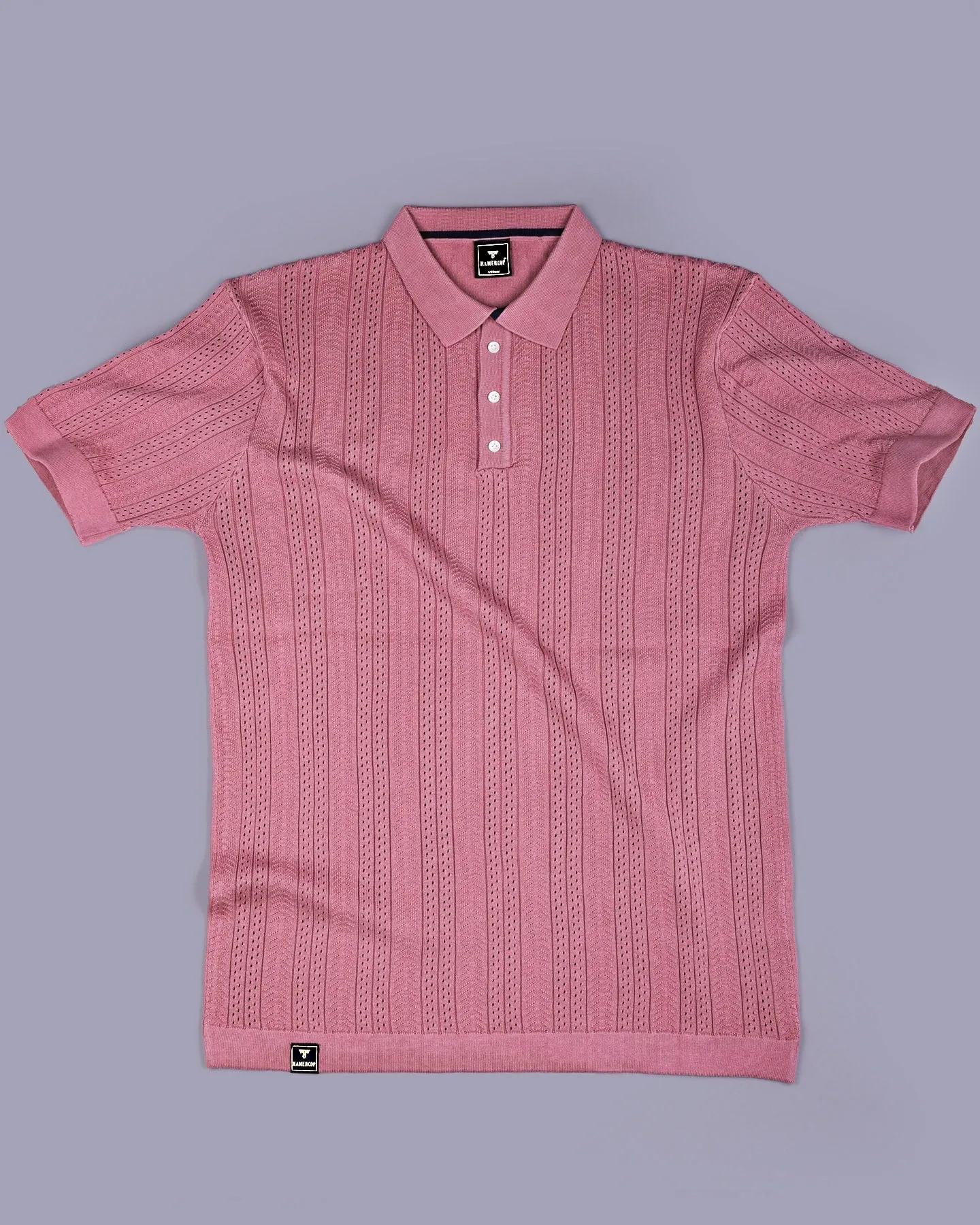 Binasco Onion Pink Knitted Cotton Polo T-Shirt
