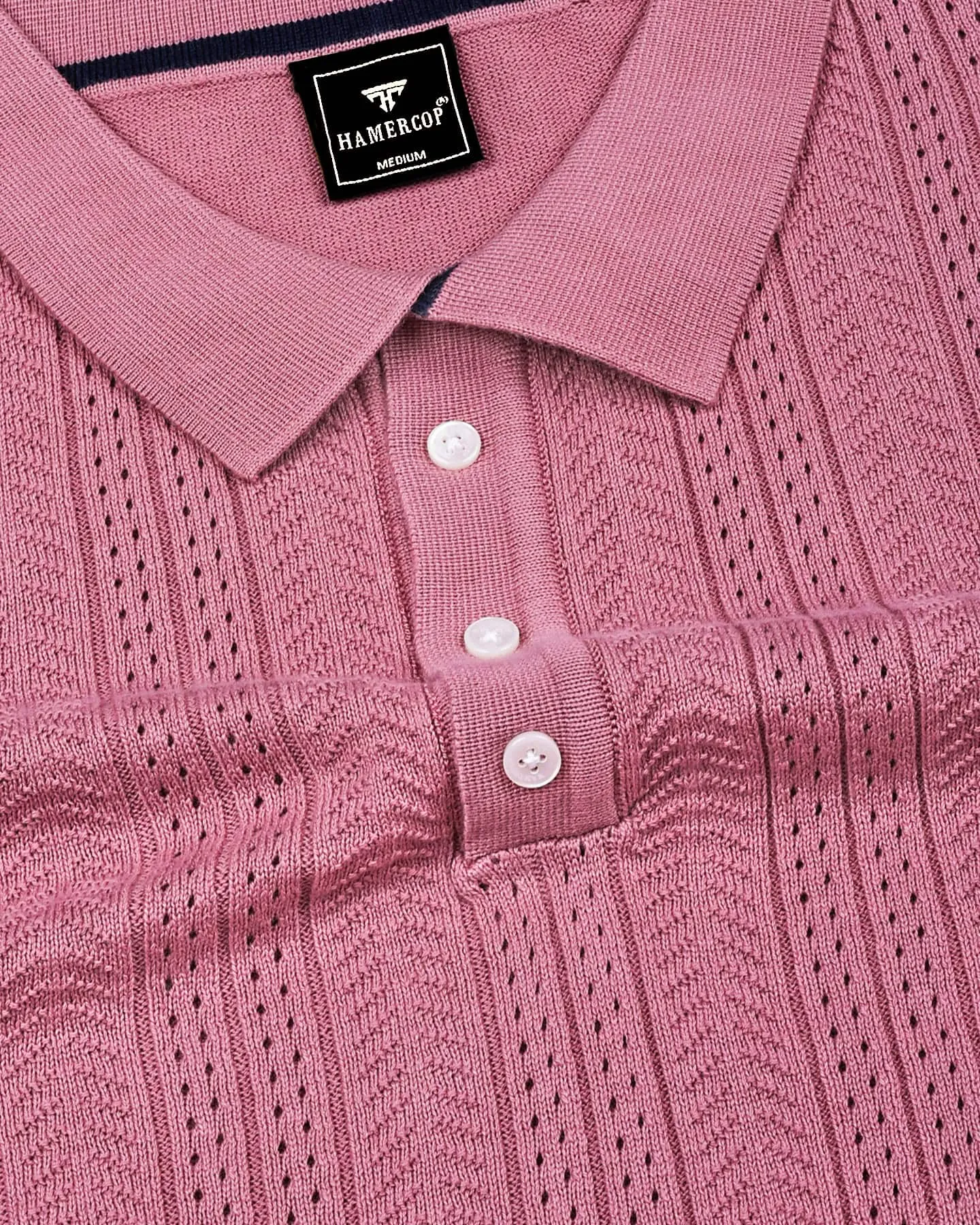 Binasco Onion Pink Knitted Cotton Polo T-Shirt
