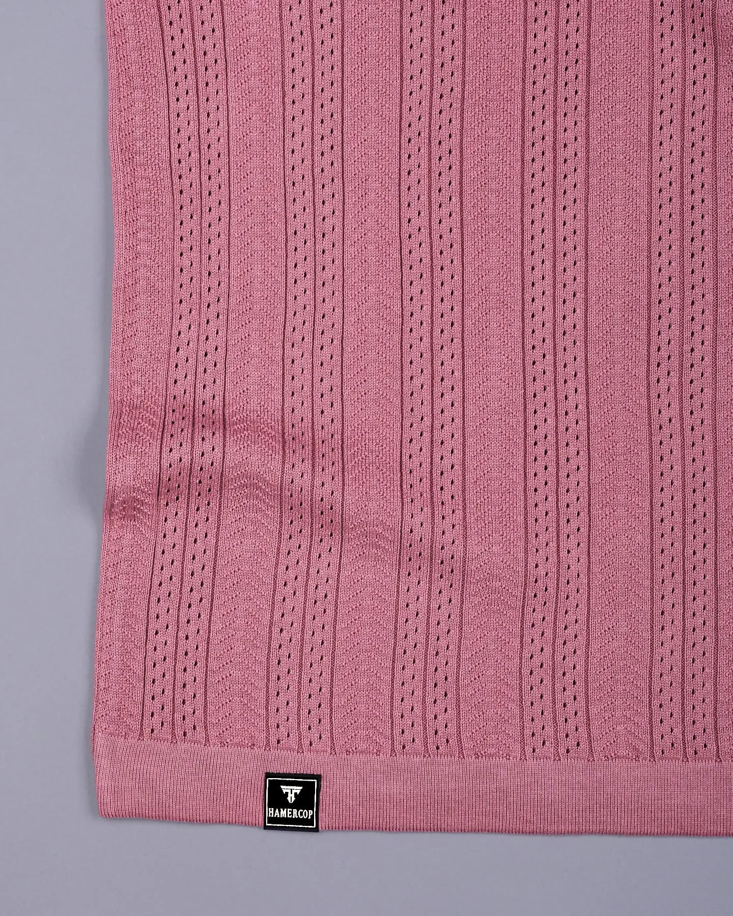 Binasco Onion Pink Knitted Cotton Polo T-Shirt