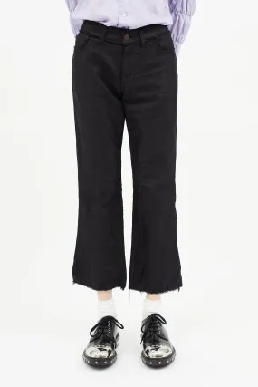 Black Metallic Raw Hem Pant