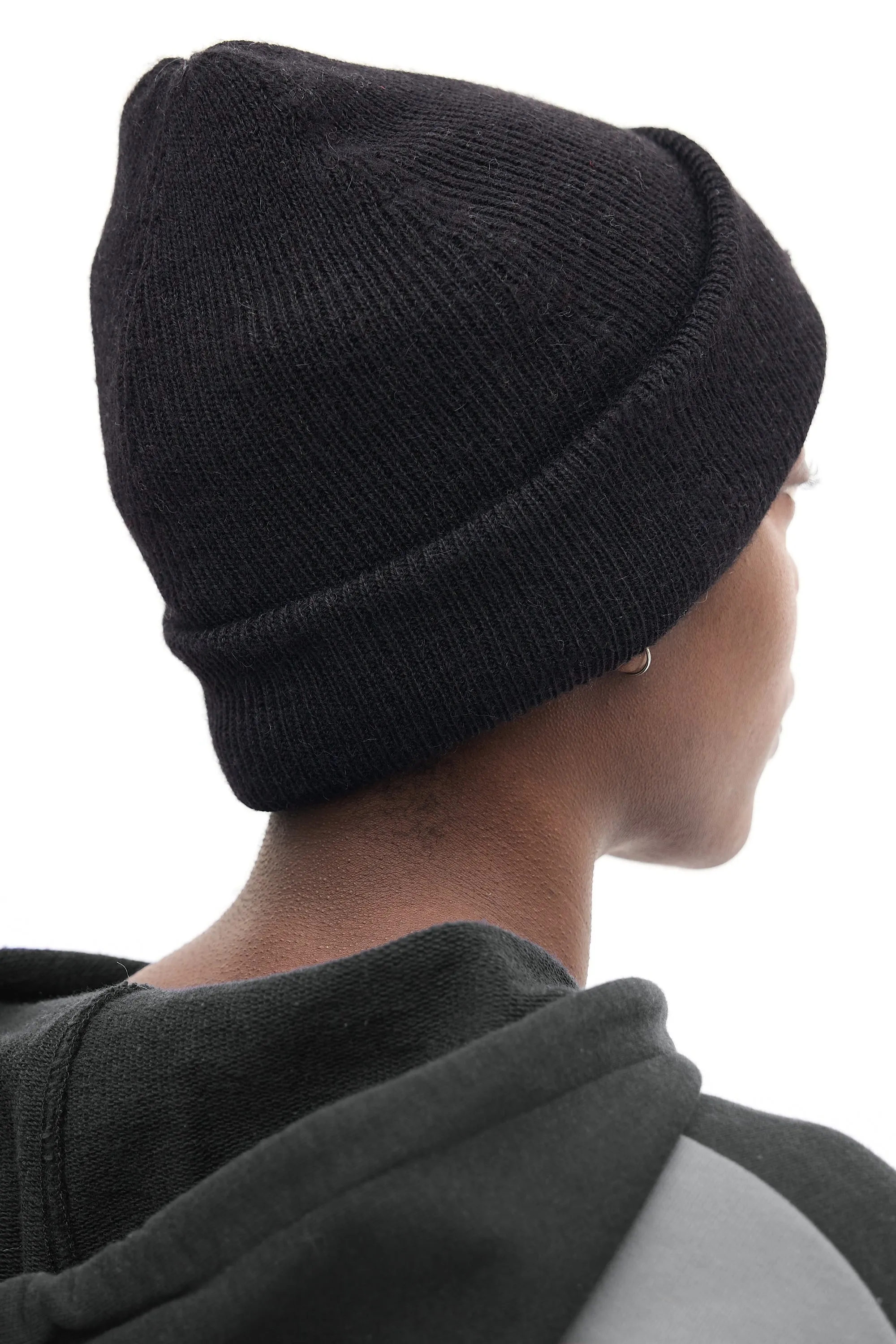Black Wool Logo Patch Beanie