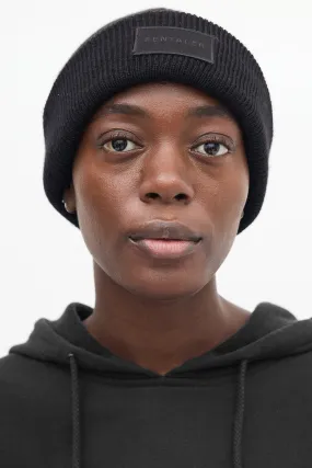 Black Wool Logo Patch Beanie