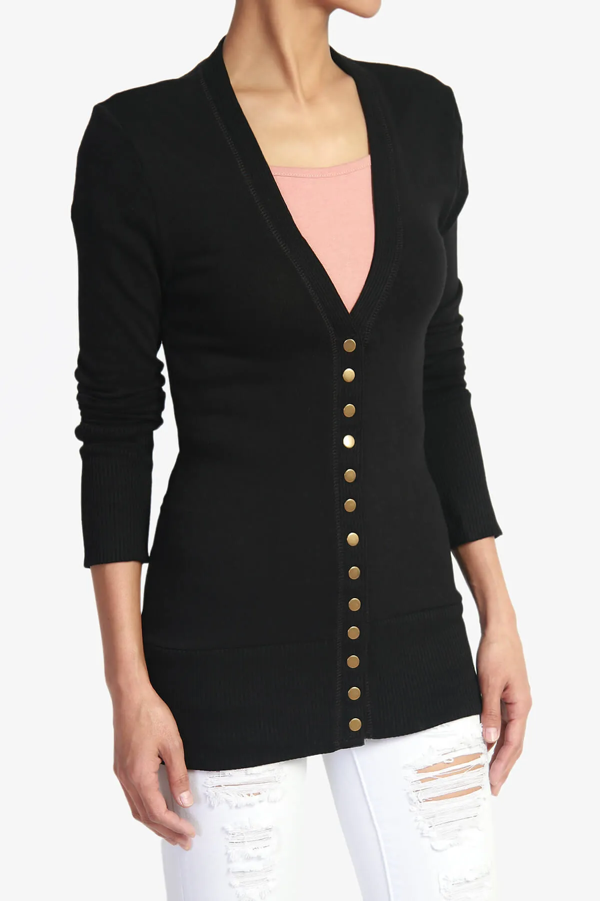 Braeden Snap Button V-Neck Cardigan PLUS