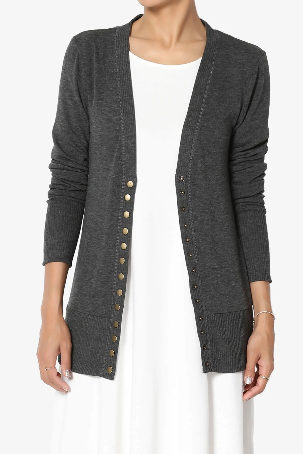 Braeden Snap Button V-Neck Cardigan PLUS