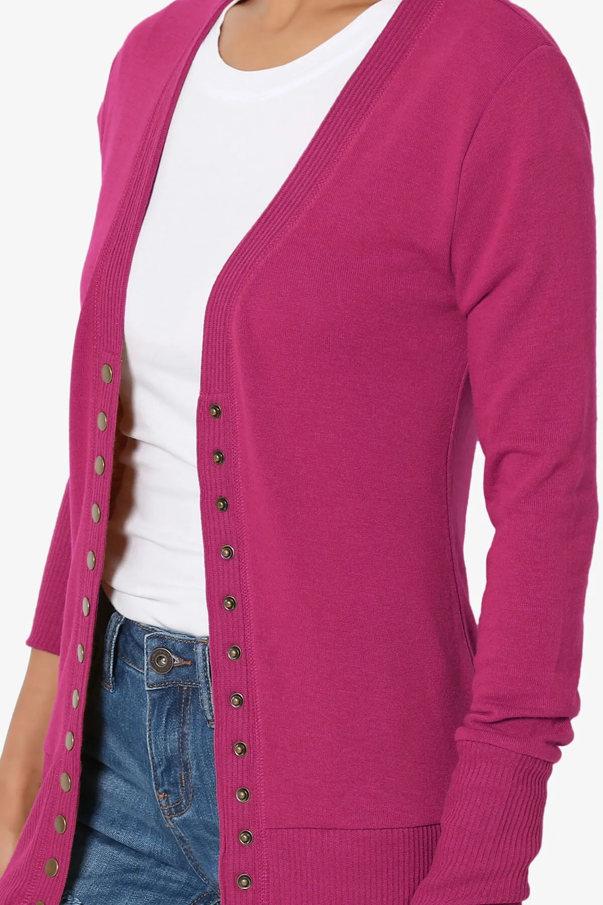 Braeden Snap Button V-Neck Cardigan PLUS
