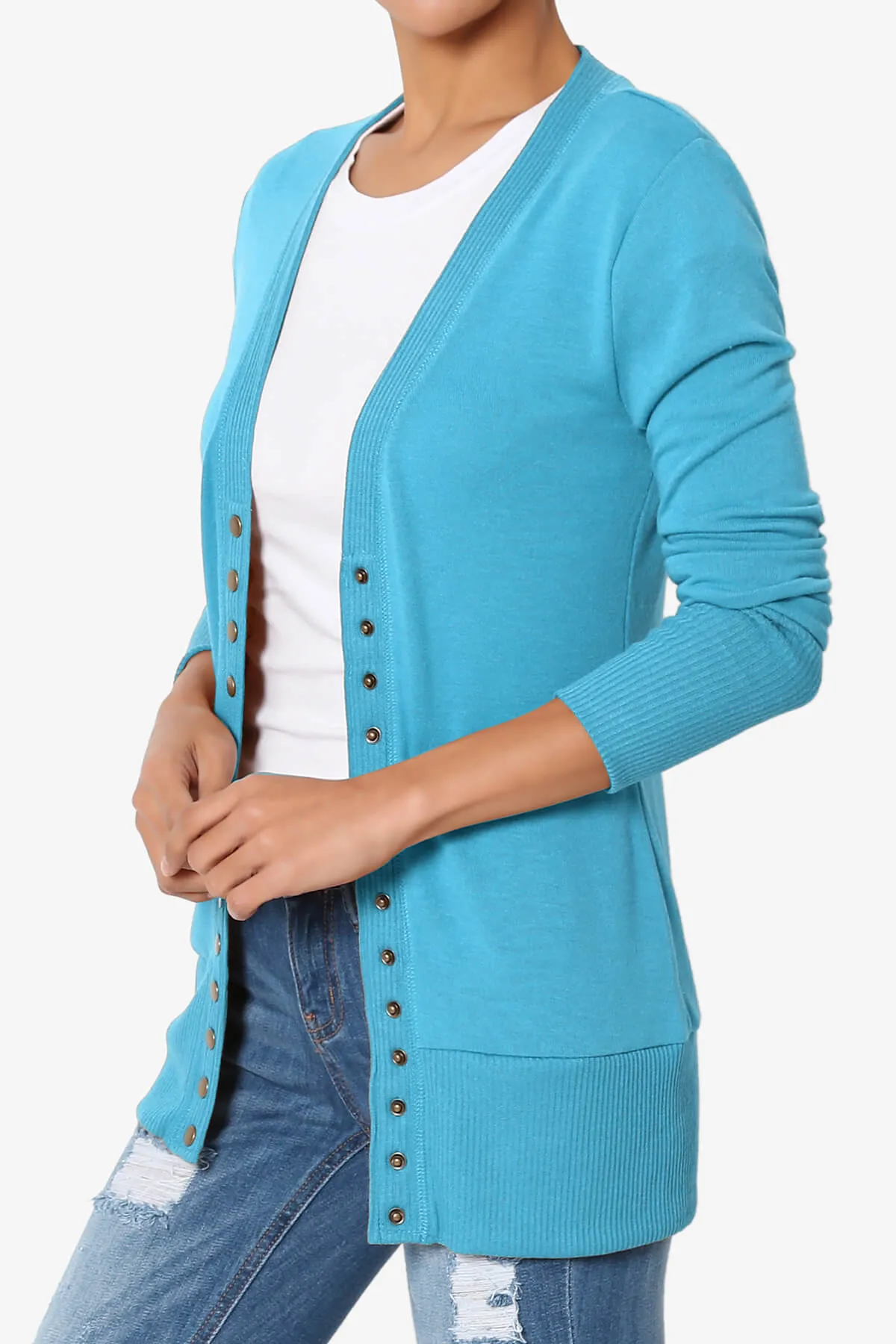 Braeden Snap Button V-Neck Cardigan PLUS