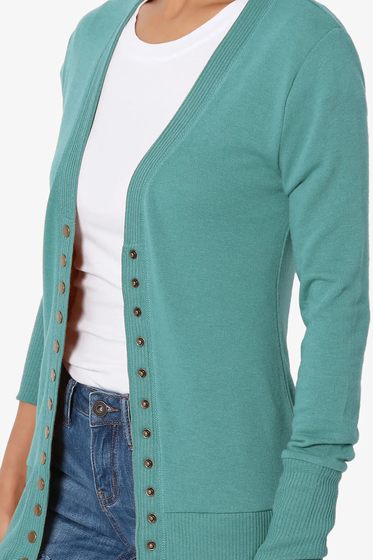 Braeden Snap Button V-Neck Cardigan PLUS