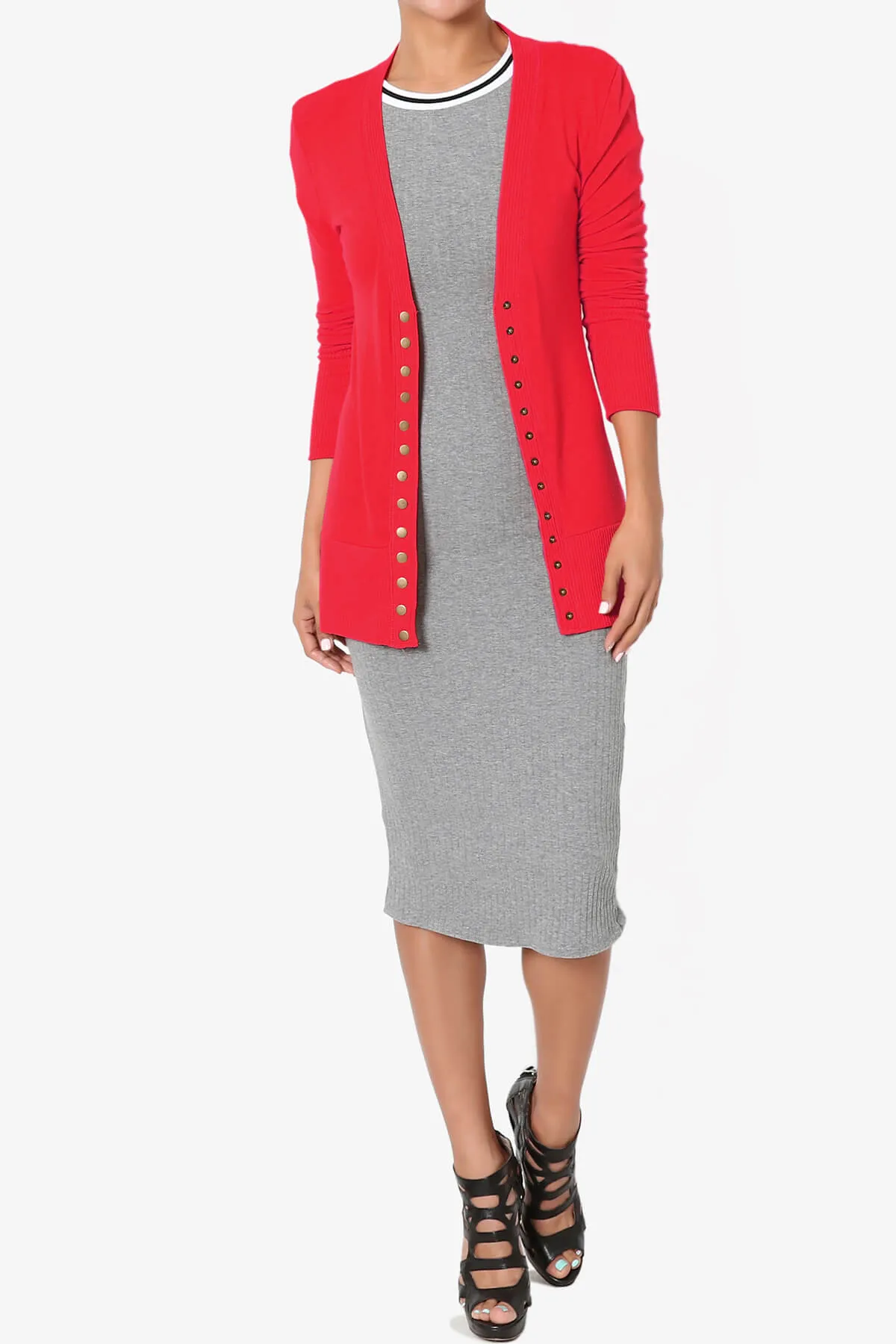 Braeden Snap Button V-Neck Cardigan PLUS