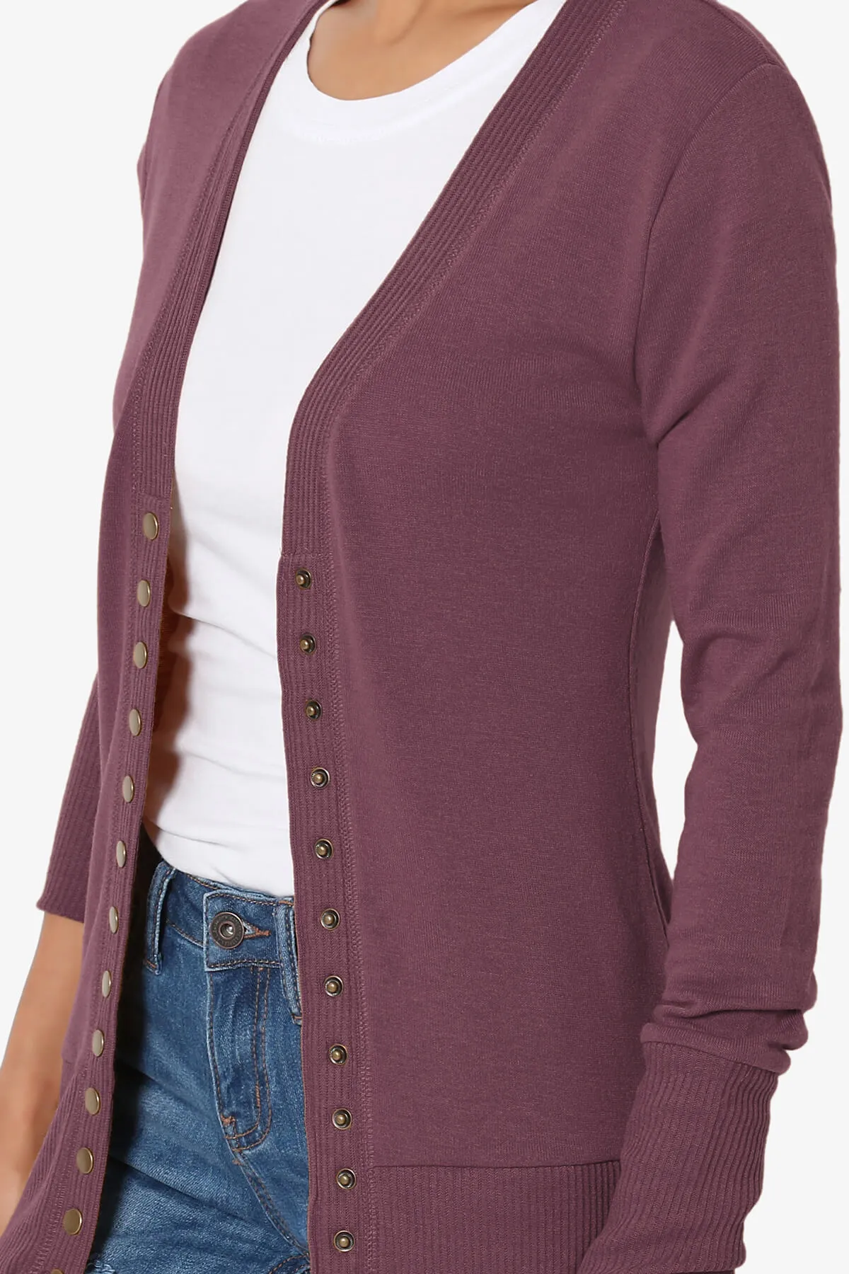 Braeden Snap Button V-Neck Cardigan PLUS