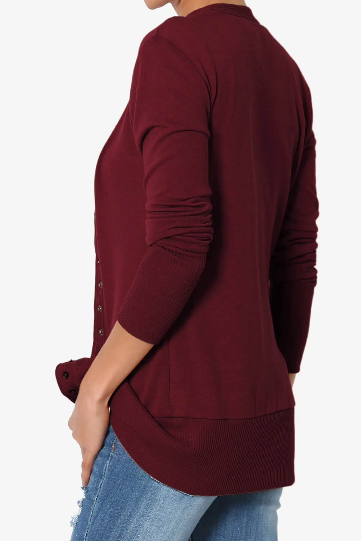 Braeden Snap Button V-Neck Cardigan PLUS