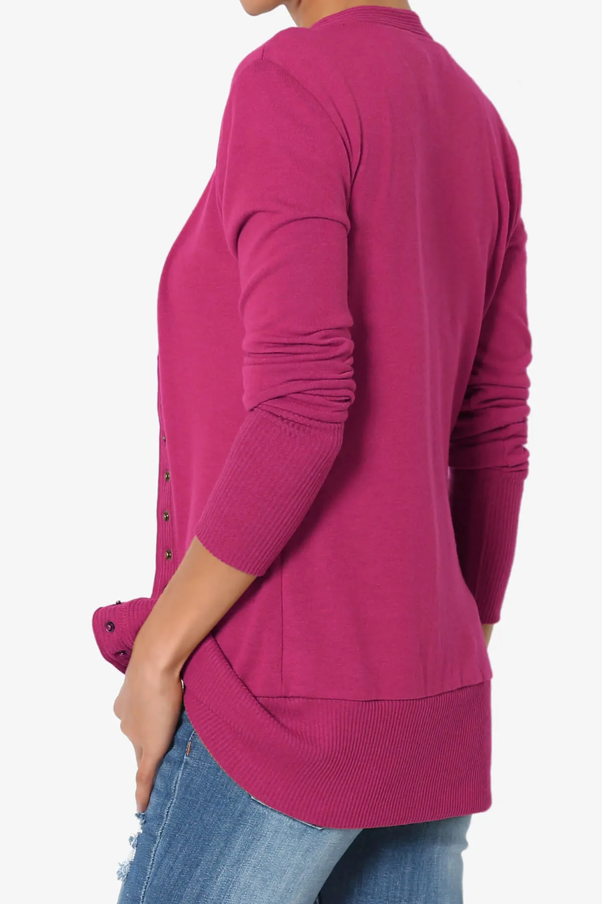Braeden Snap Button V-Neck Cardigan PLUS