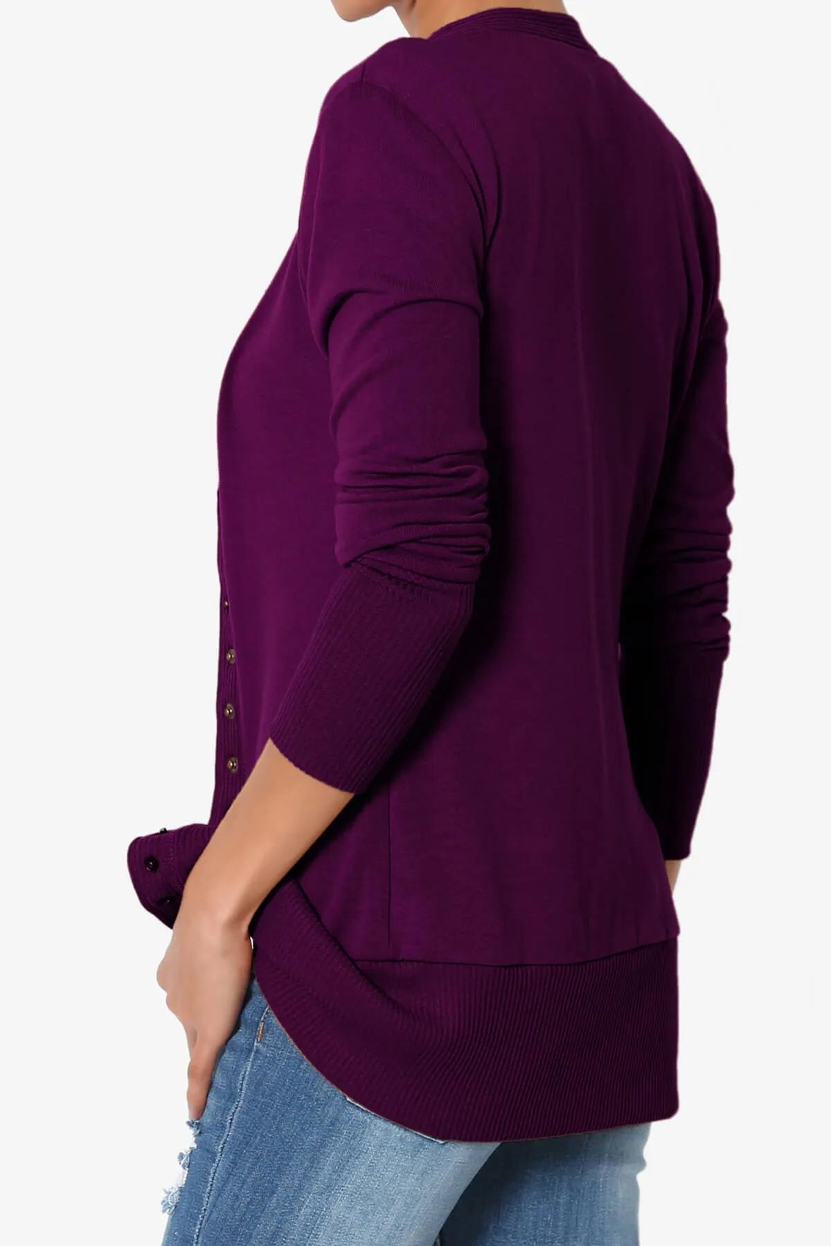 Braeden Snap Button V-Neck Cardigan PLUS