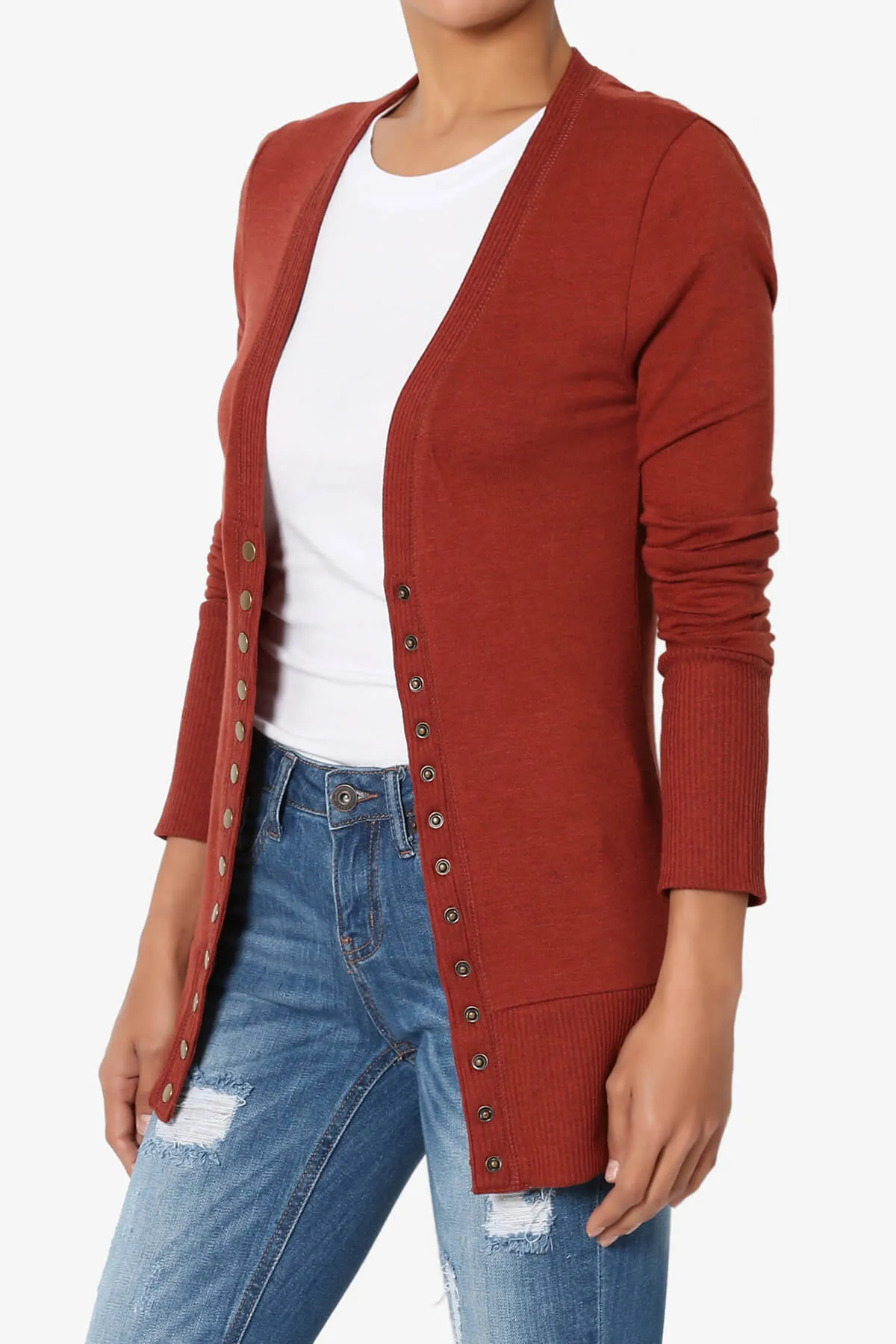 Braeden Snap Button V-Neck Cardigan PLUS