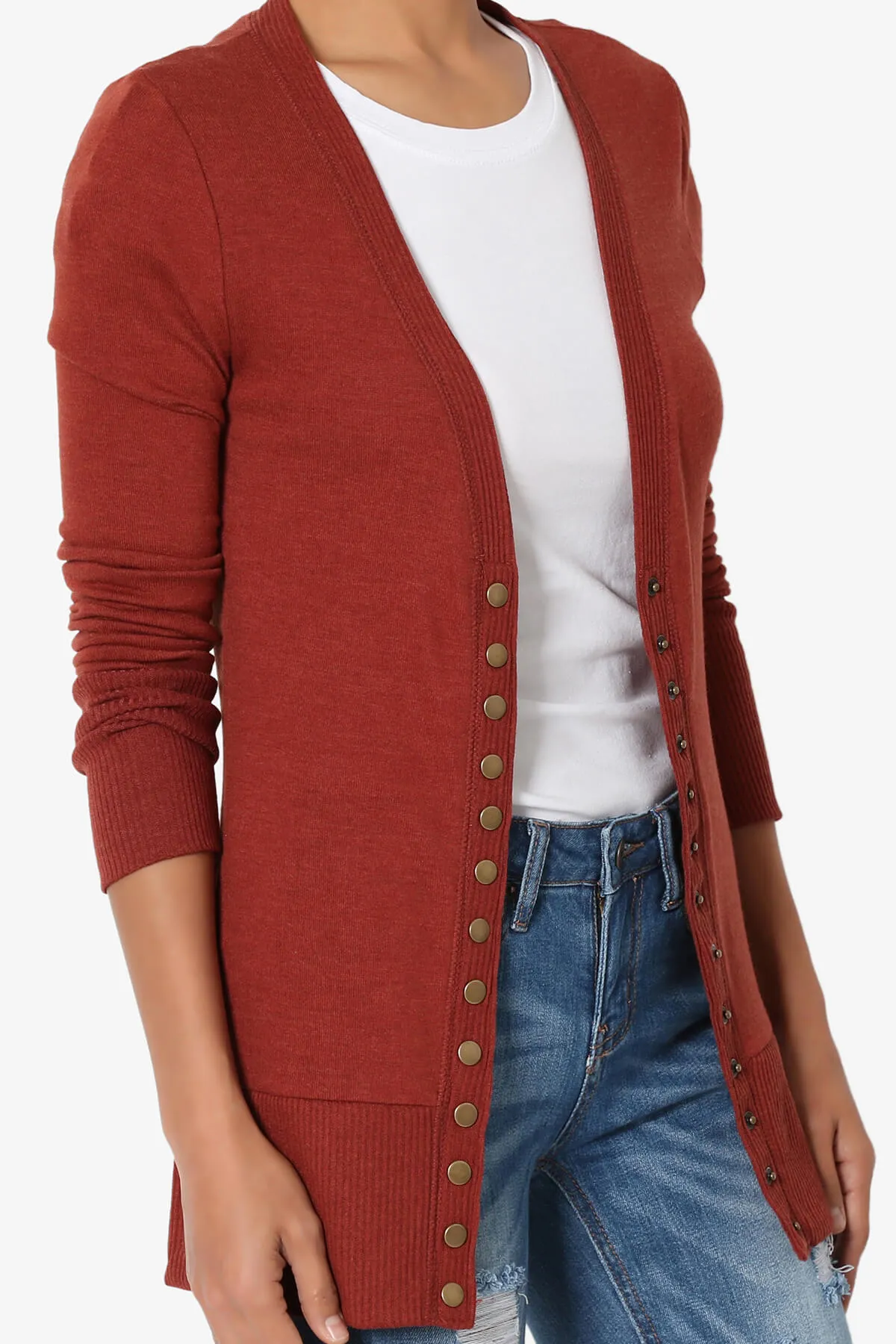 Braeden Snap Button V-Neck Cardigan PLUS