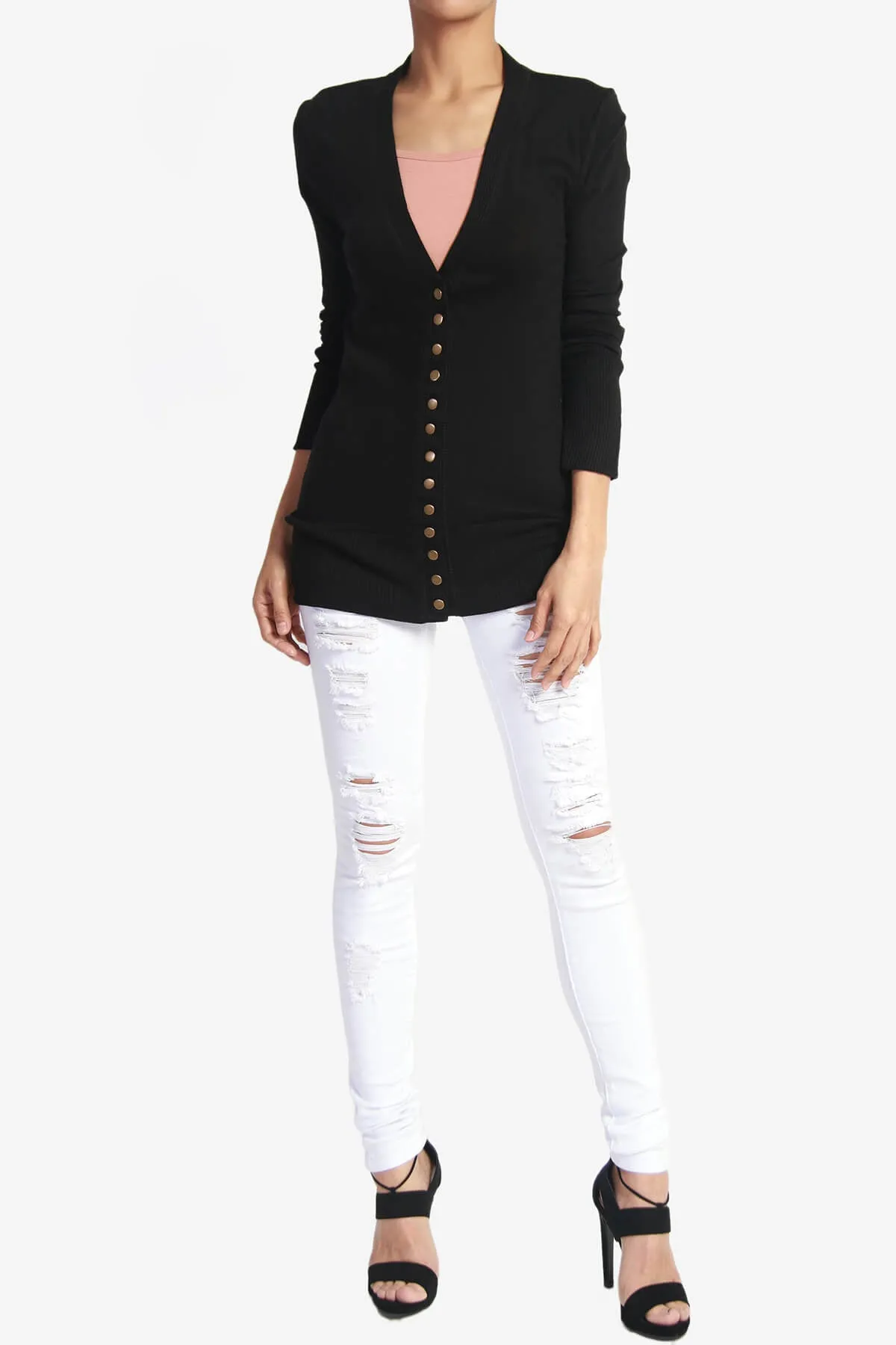 Braeden Snap Button V-Neck Cardigan PLUS