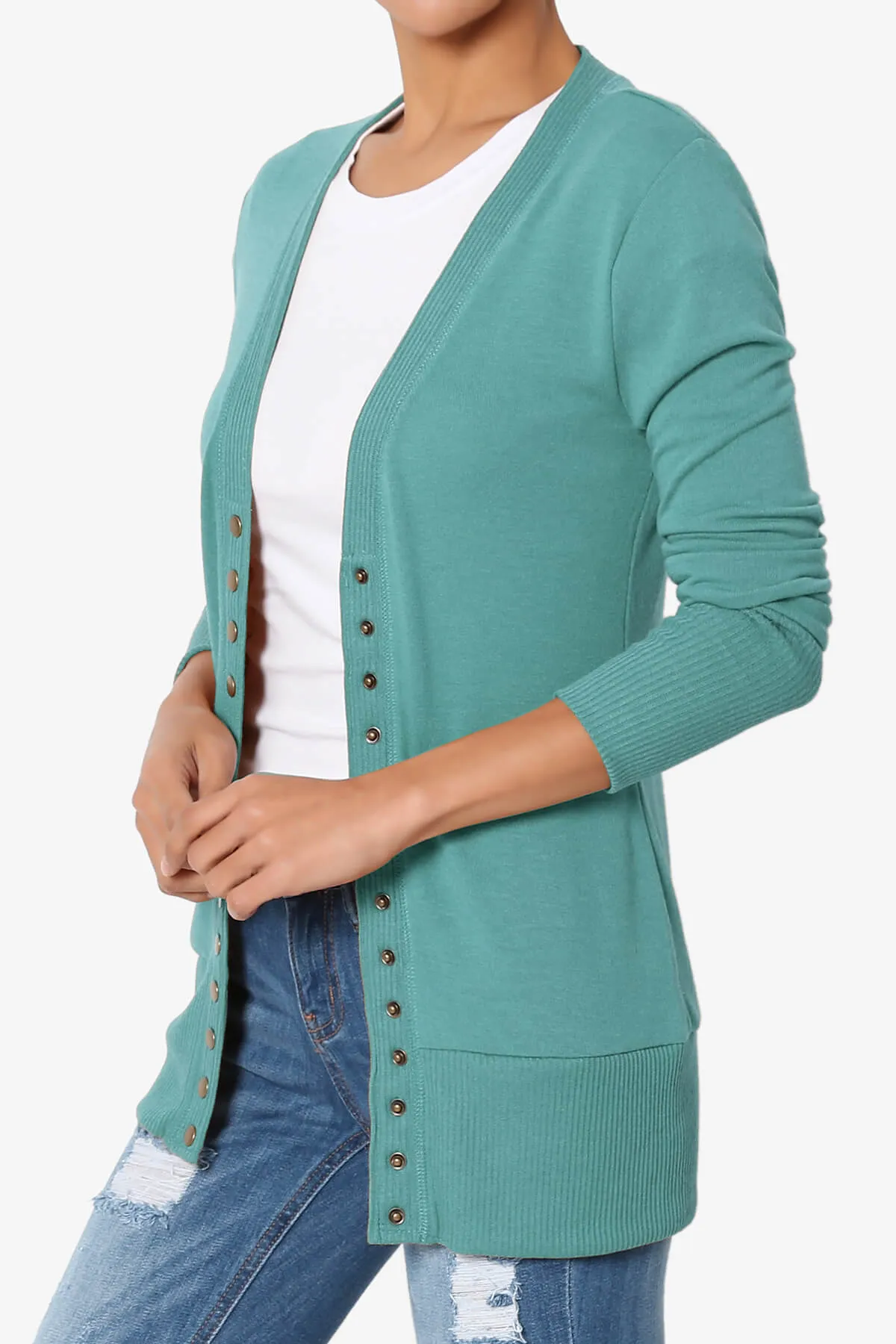 Braeden Snap Button V-Neck Cardigan PLUS