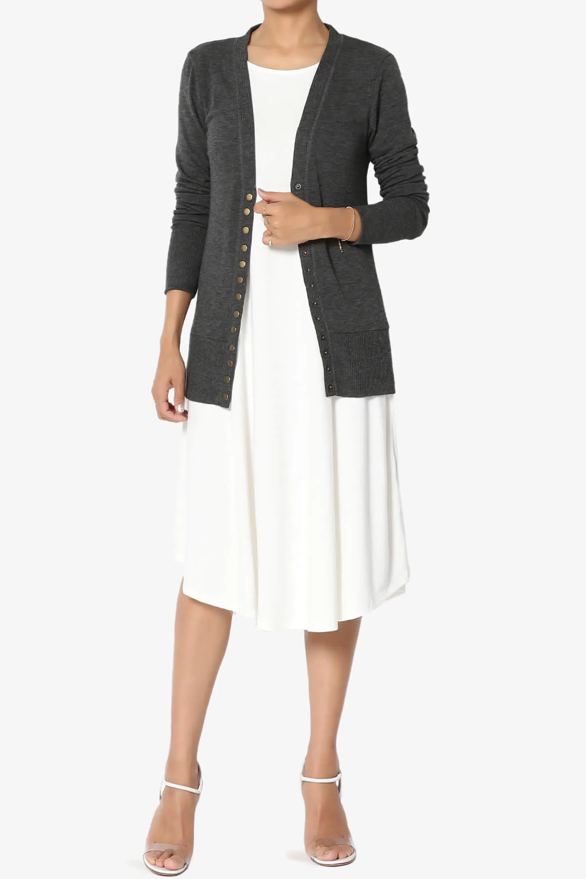Braeden Snap Button V-Neck Cardigan PLUS
